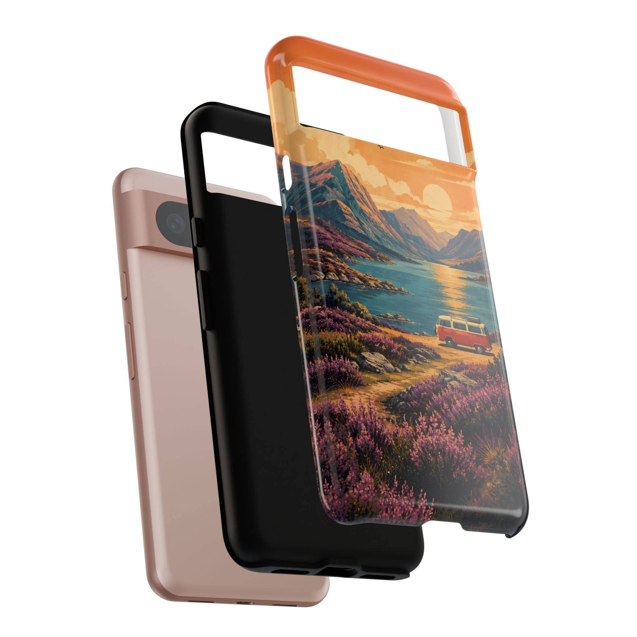 Highland Road Trip Phone Case – Scottish Loch Sunset & Heather Landscape
