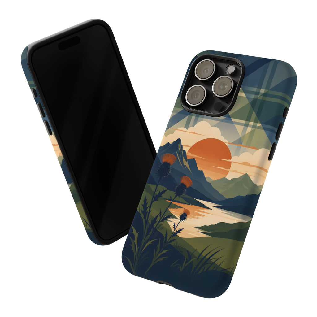 Highland Sunset Tartan Phone Case – Scottish Thistle Summer Festival Edition