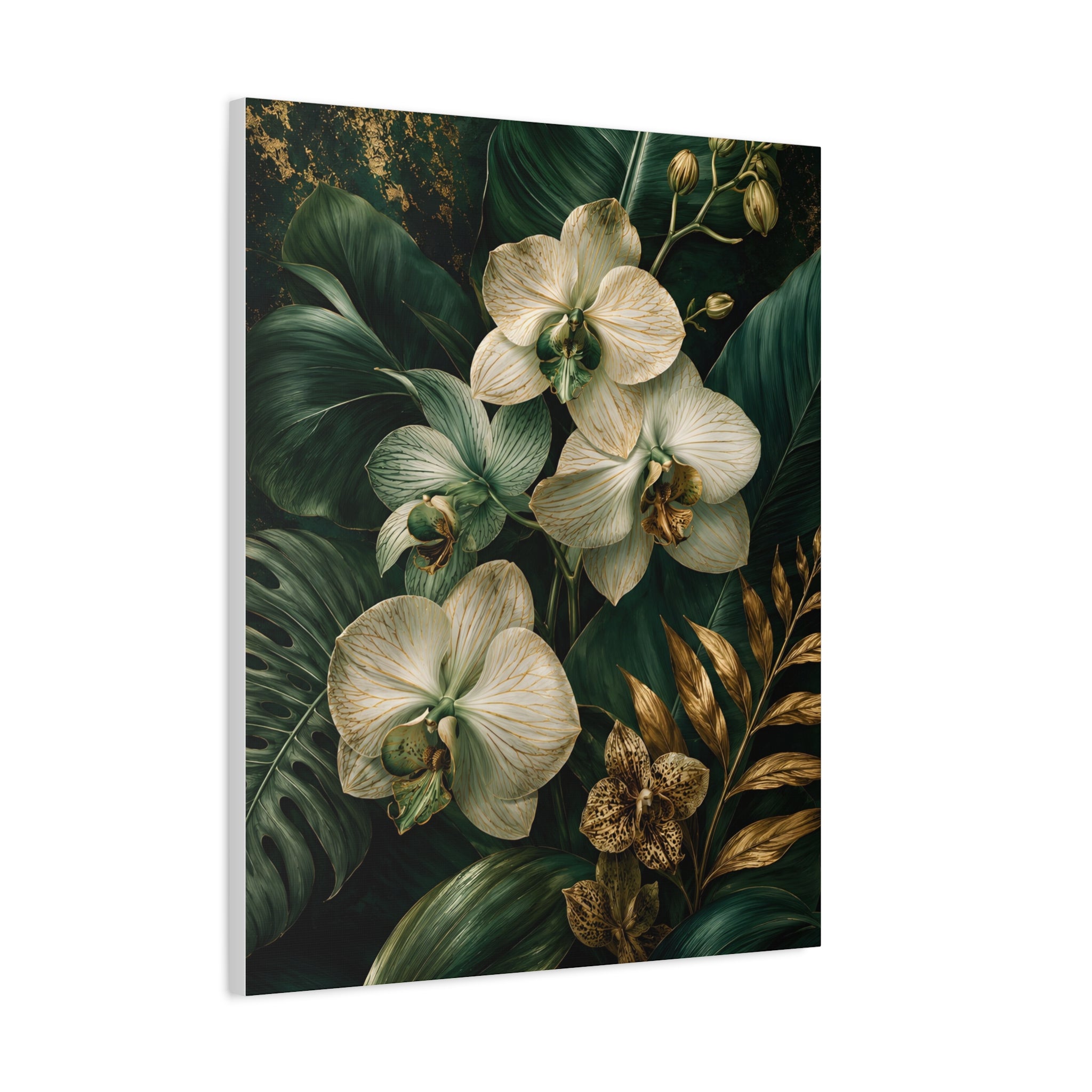 Orchid & Tropical Foliage Matte Canvas Print — Stretched Wall Art