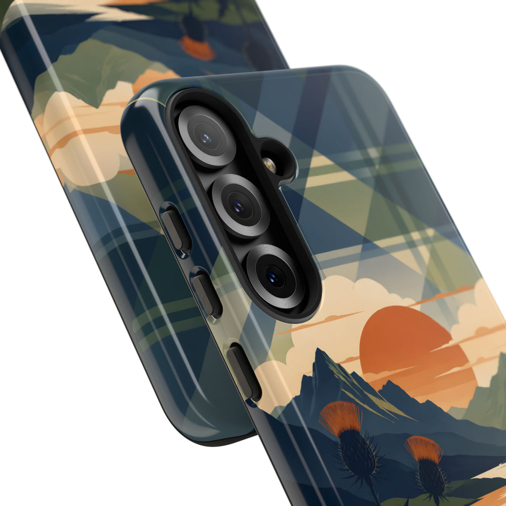 Highland Sunset Tartan Phone Case – Scottish Thistle Summer Festival Edition
