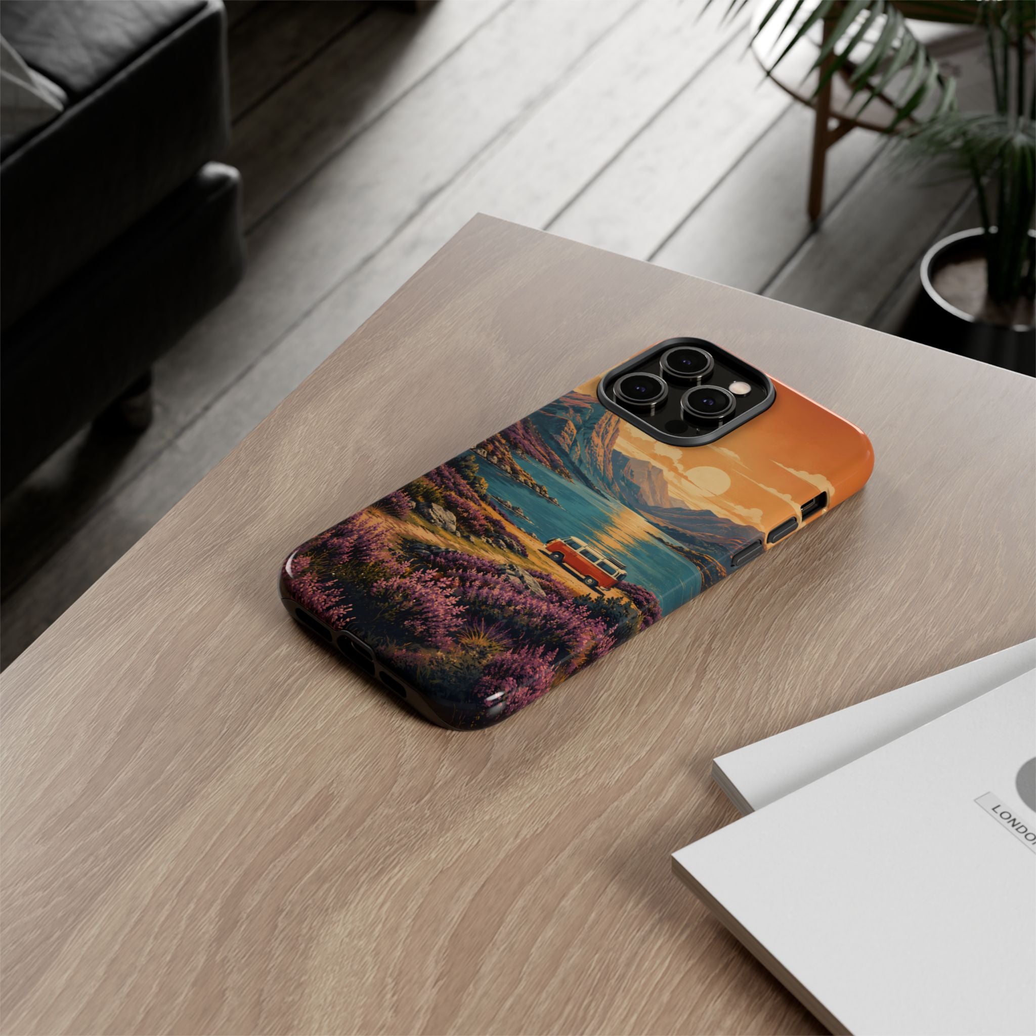 Highland Road Trip Phone Case – Scottish Loch Sunset & Heather Landscape