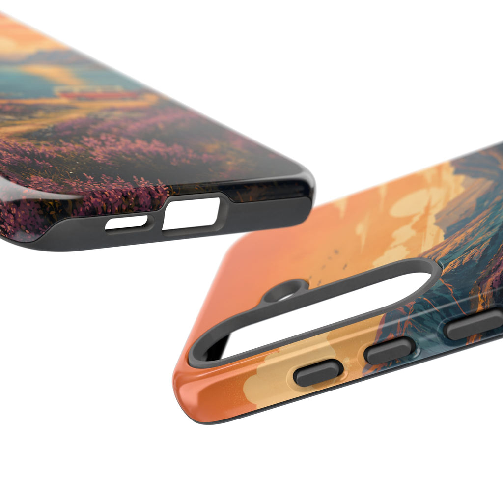 Highland Road Trip Phone Case – Scottish Loch Sunset & Heather Landscape