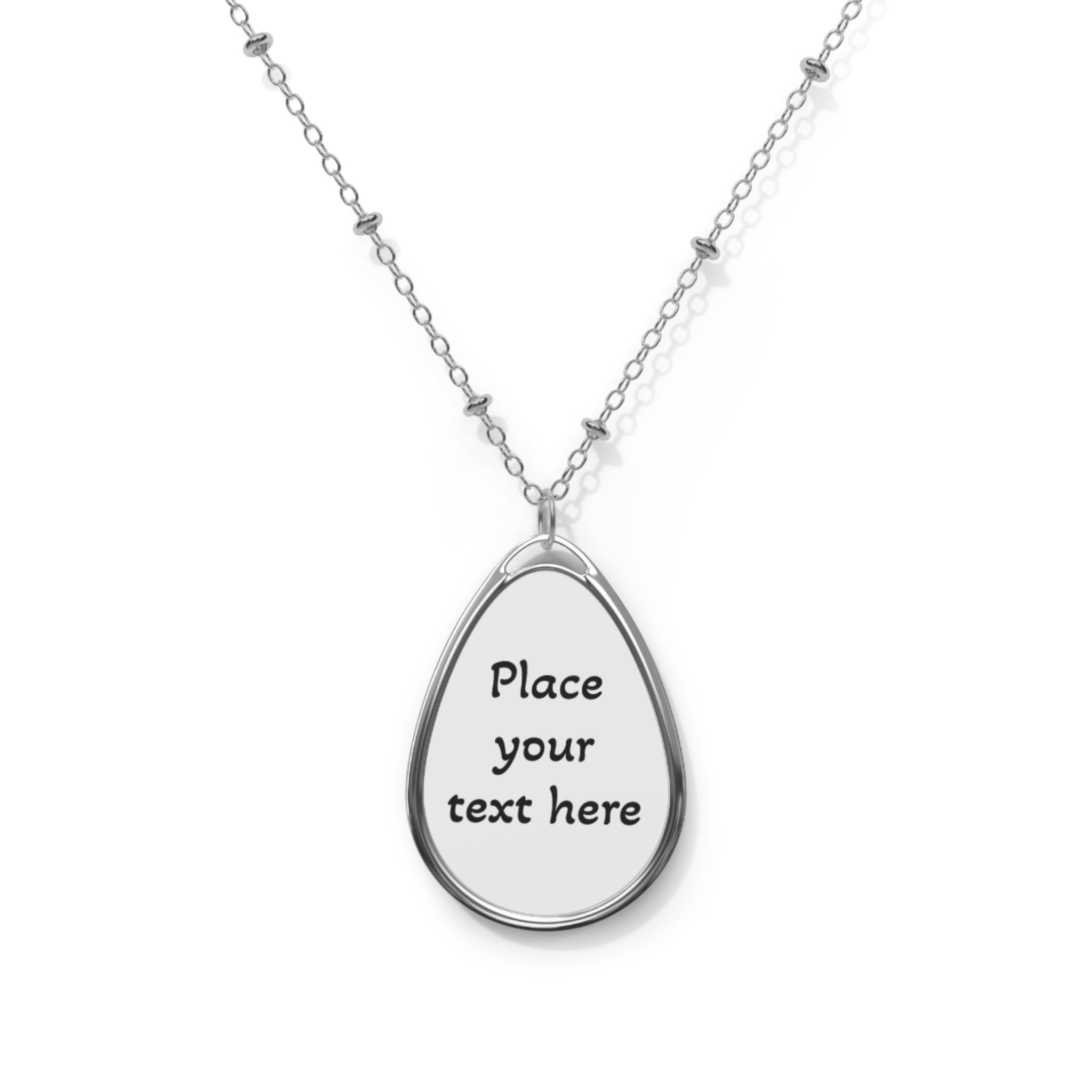 Personalized Oval Necklace Pendant — Engraved Teardrop Name Jewelry