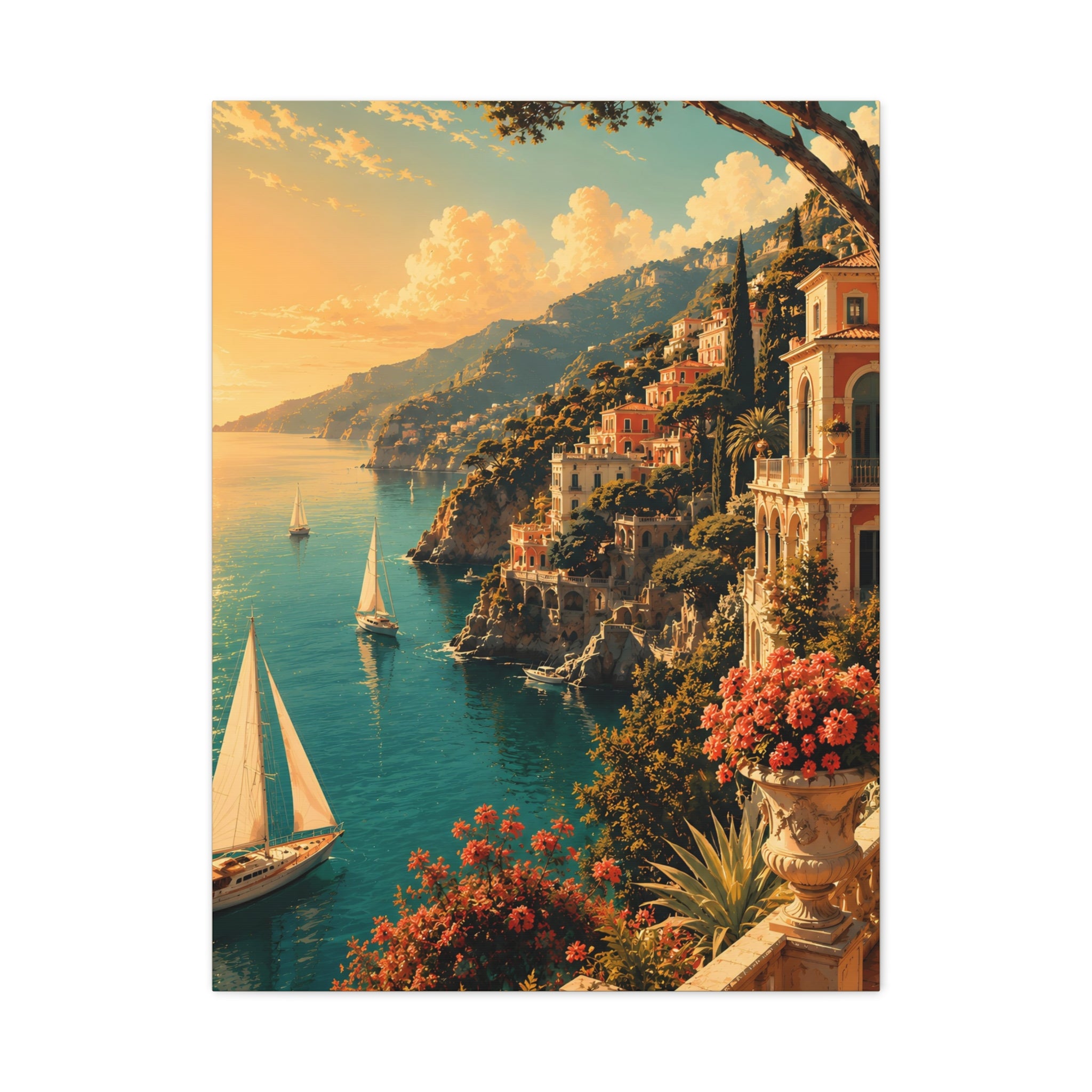 Mediterranean Coastal Sunset Matte Canvas