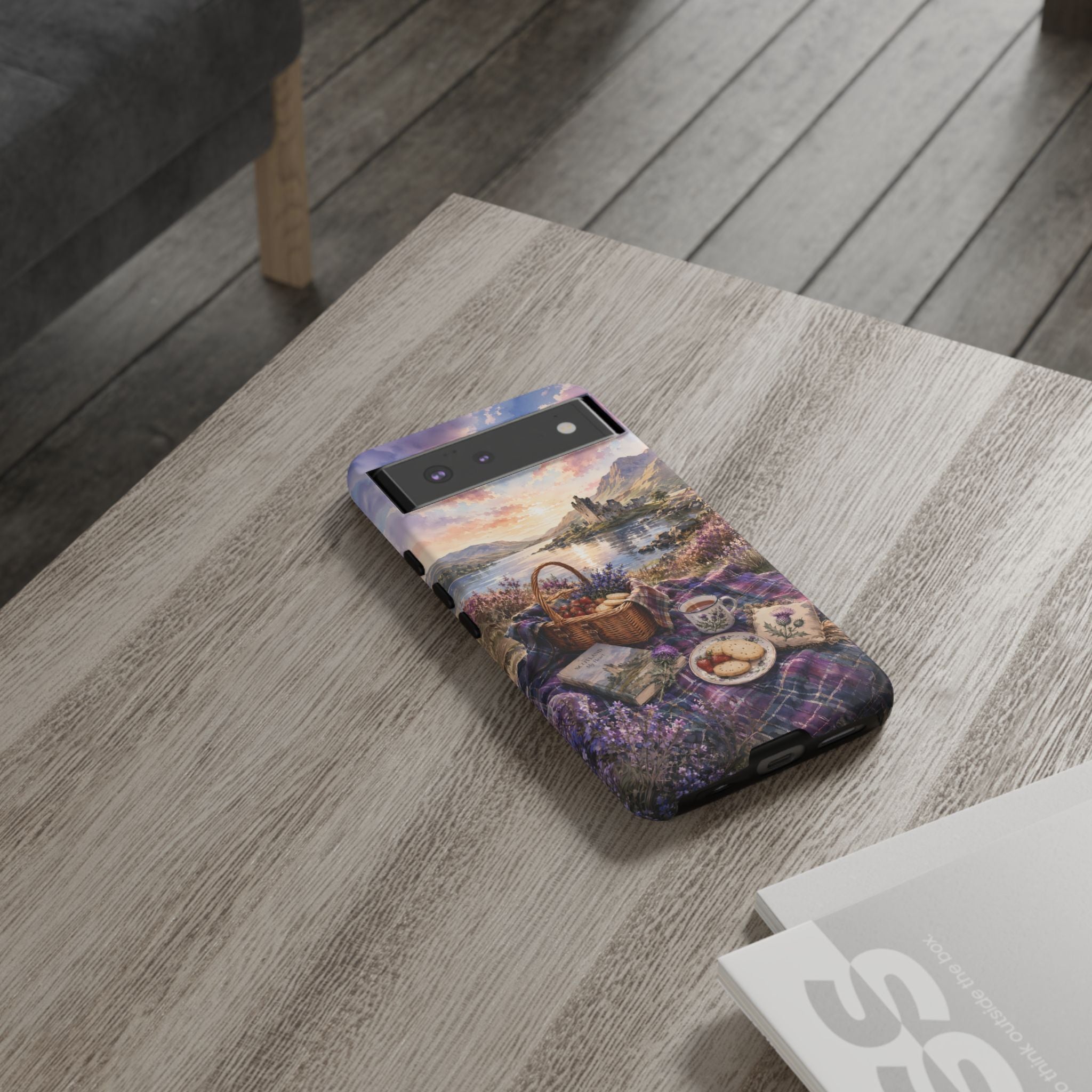 Highland Summer Picnic Phone Case – Scottish Castle & Thistle Art