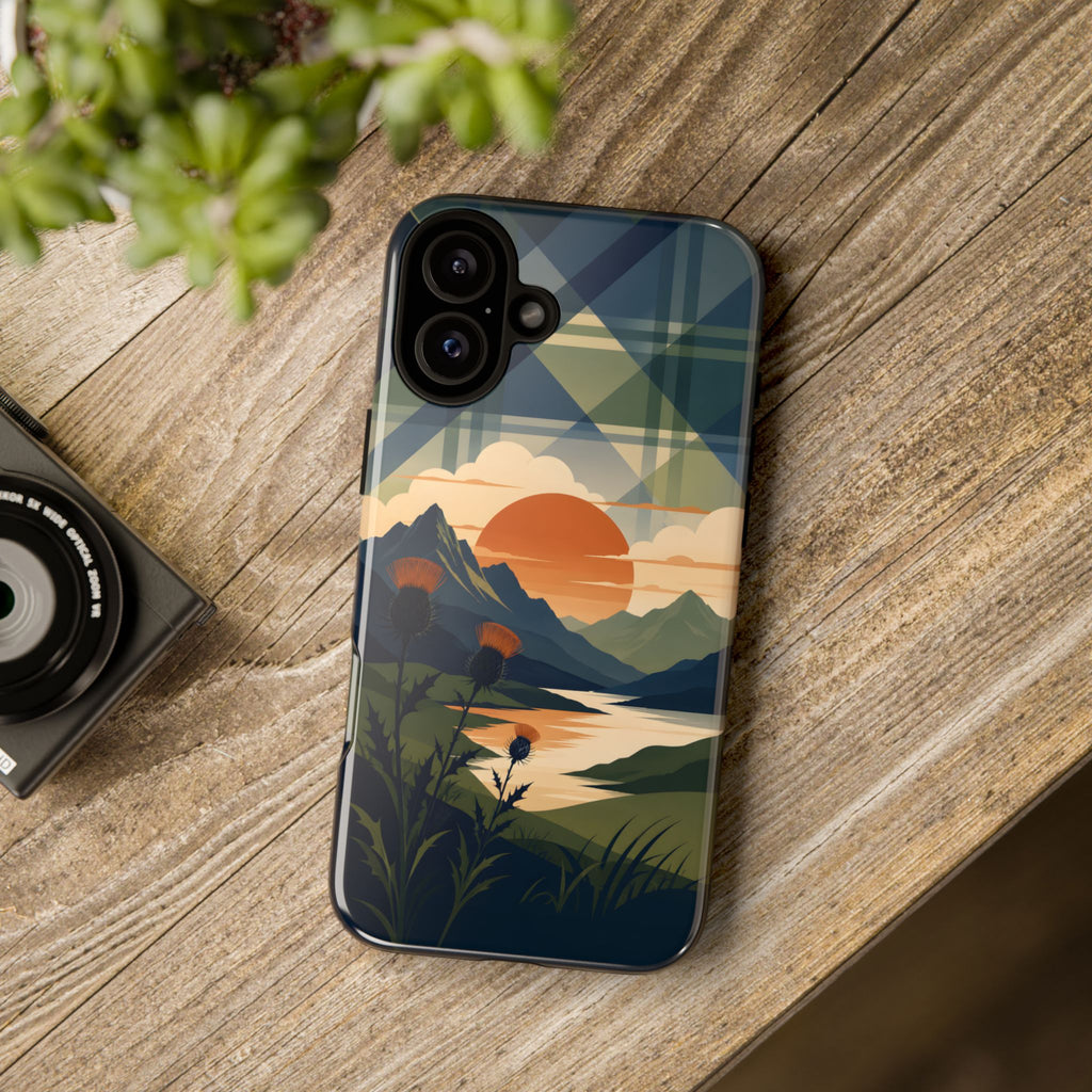 Highland Sunset Tartan Phone Case – Scottish Thistle Summer Festival Edition