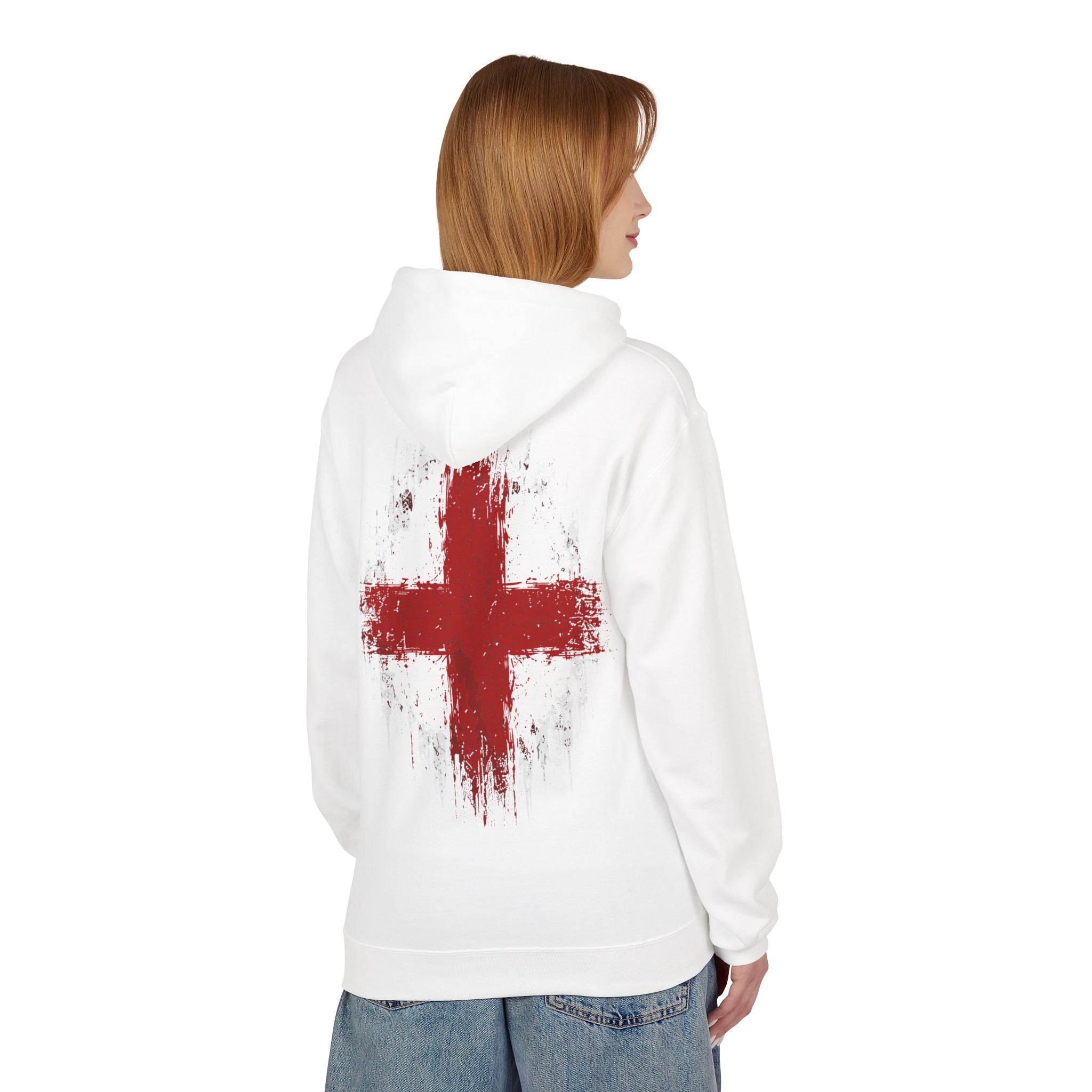 England St. George’s Cross White Hoodie – Distressed Front & Back Print