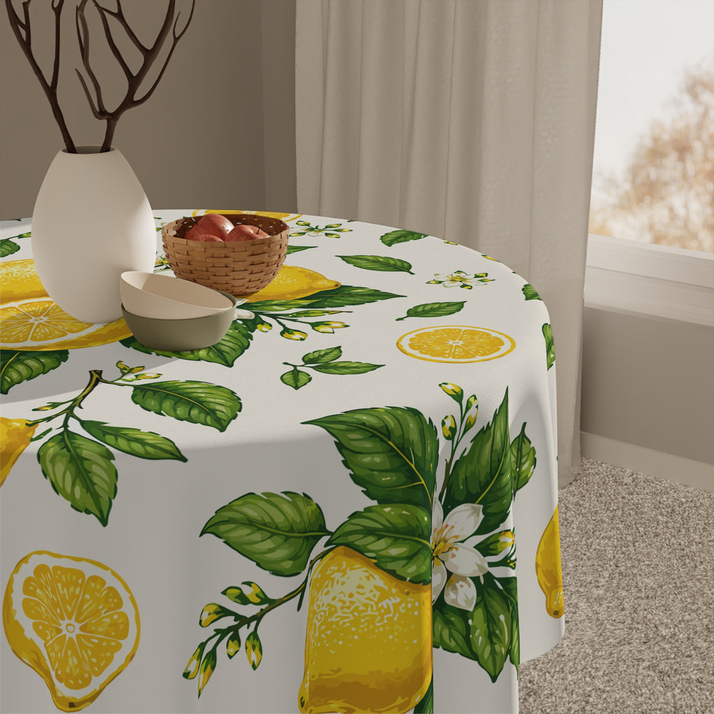 Lemon Grove Tablecloth — Bright Citrus Floral Table Linen