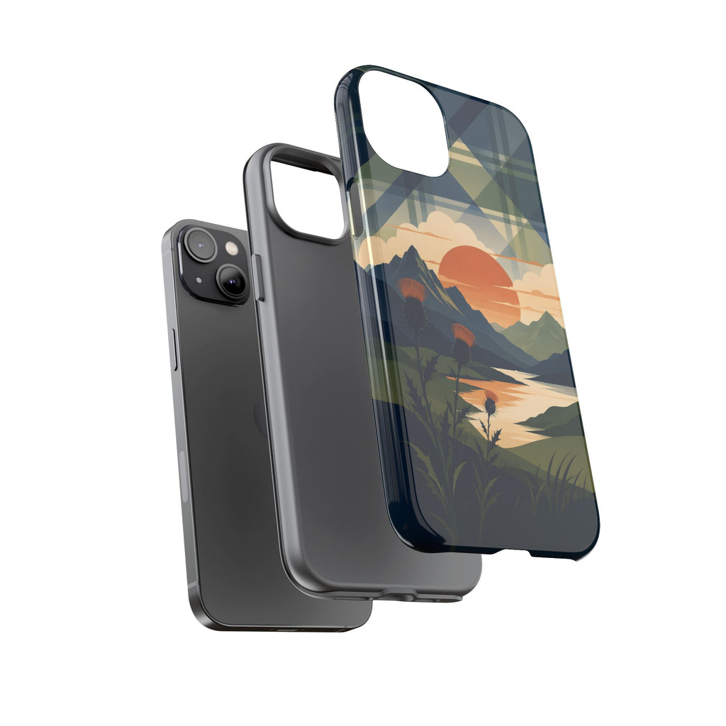 Highland Sunset Tartan Phone Case – Scottish Thistle Summer Festival Edition