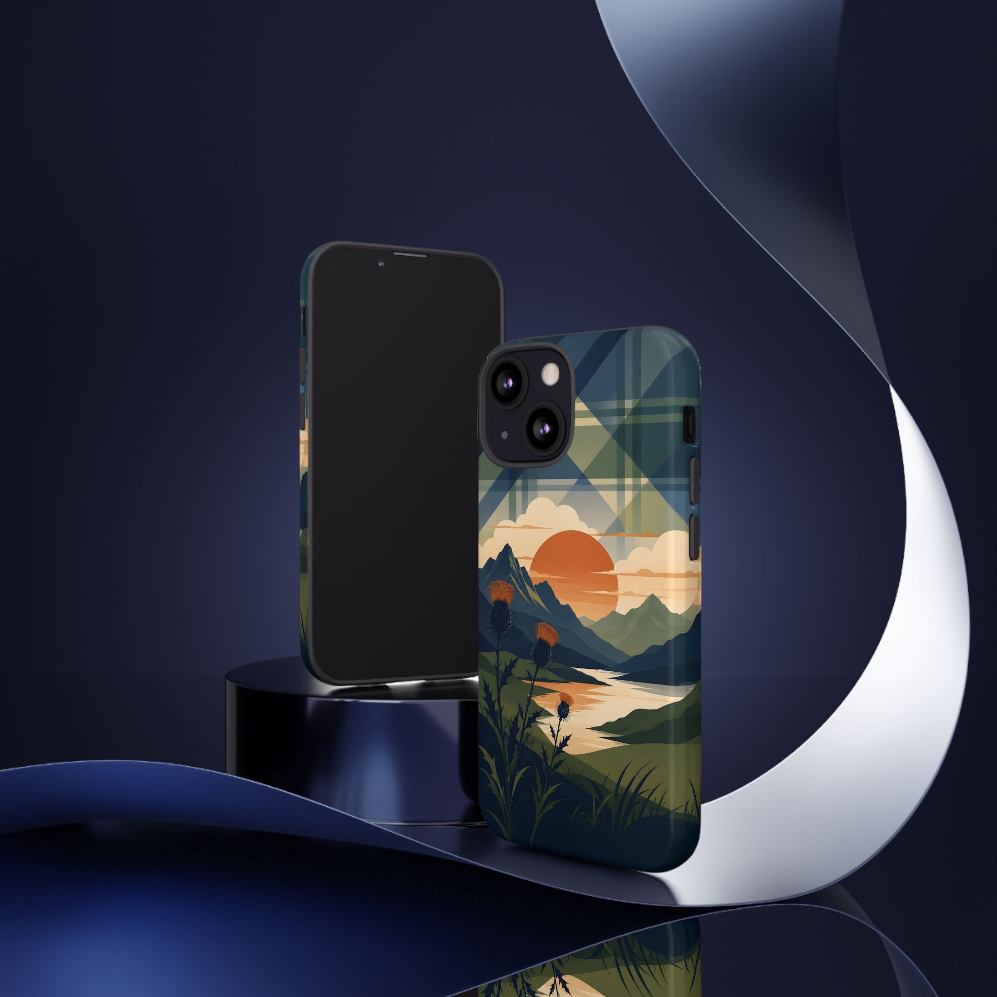 Highland Sunset Tartan Phone Case – Scottish Thistle Summer Festival Edition