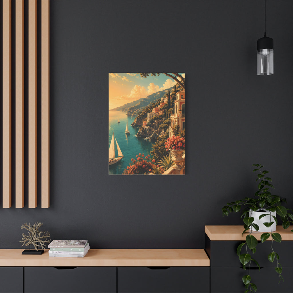 Mediterranean Coastal Sunset Matte Canvas