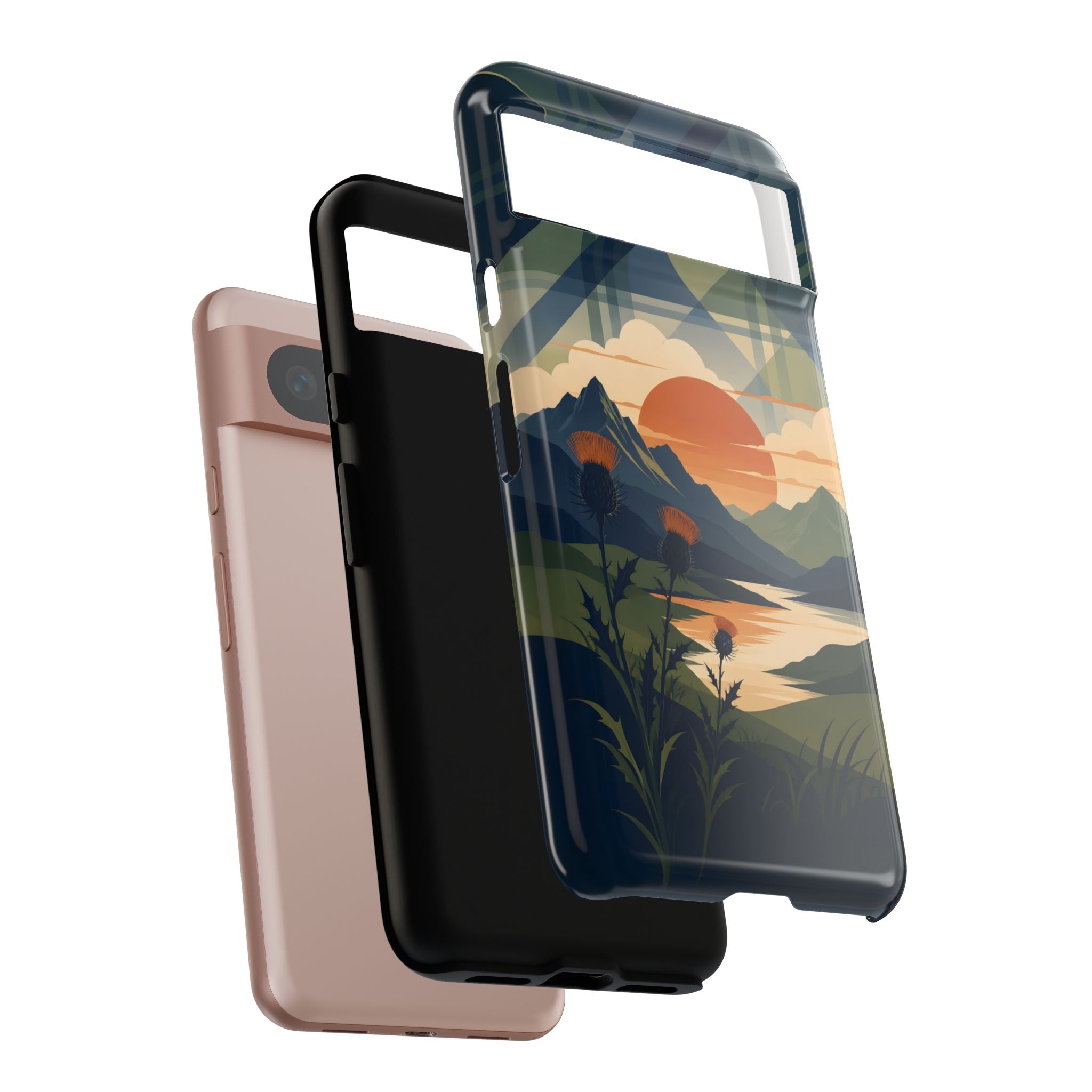 Highland Sunset Tartan Phone Case – Scottish Thistle Summer Festival Edition