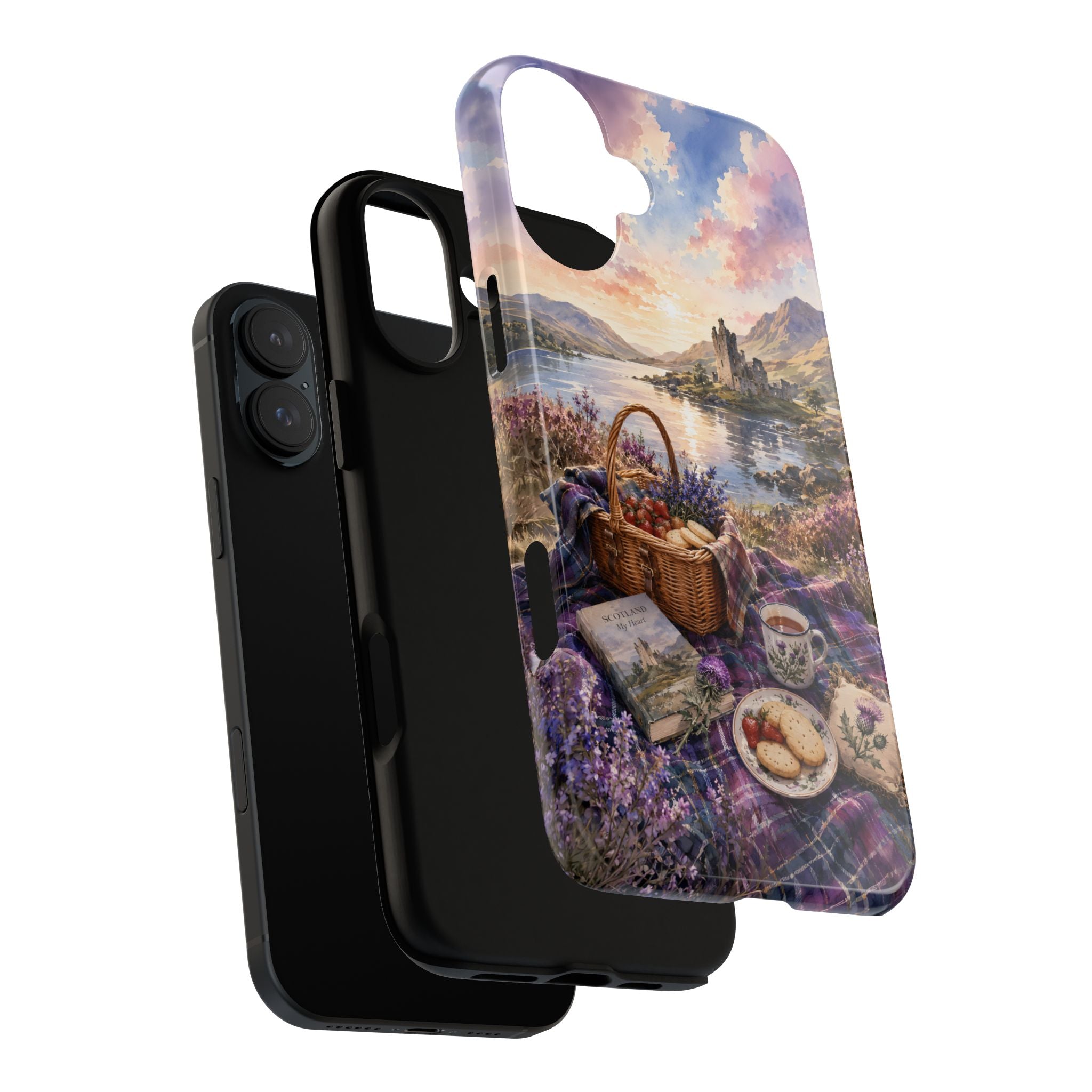 Highland Summer Picnic Phone Case – Scottish Castle & Thistle Art