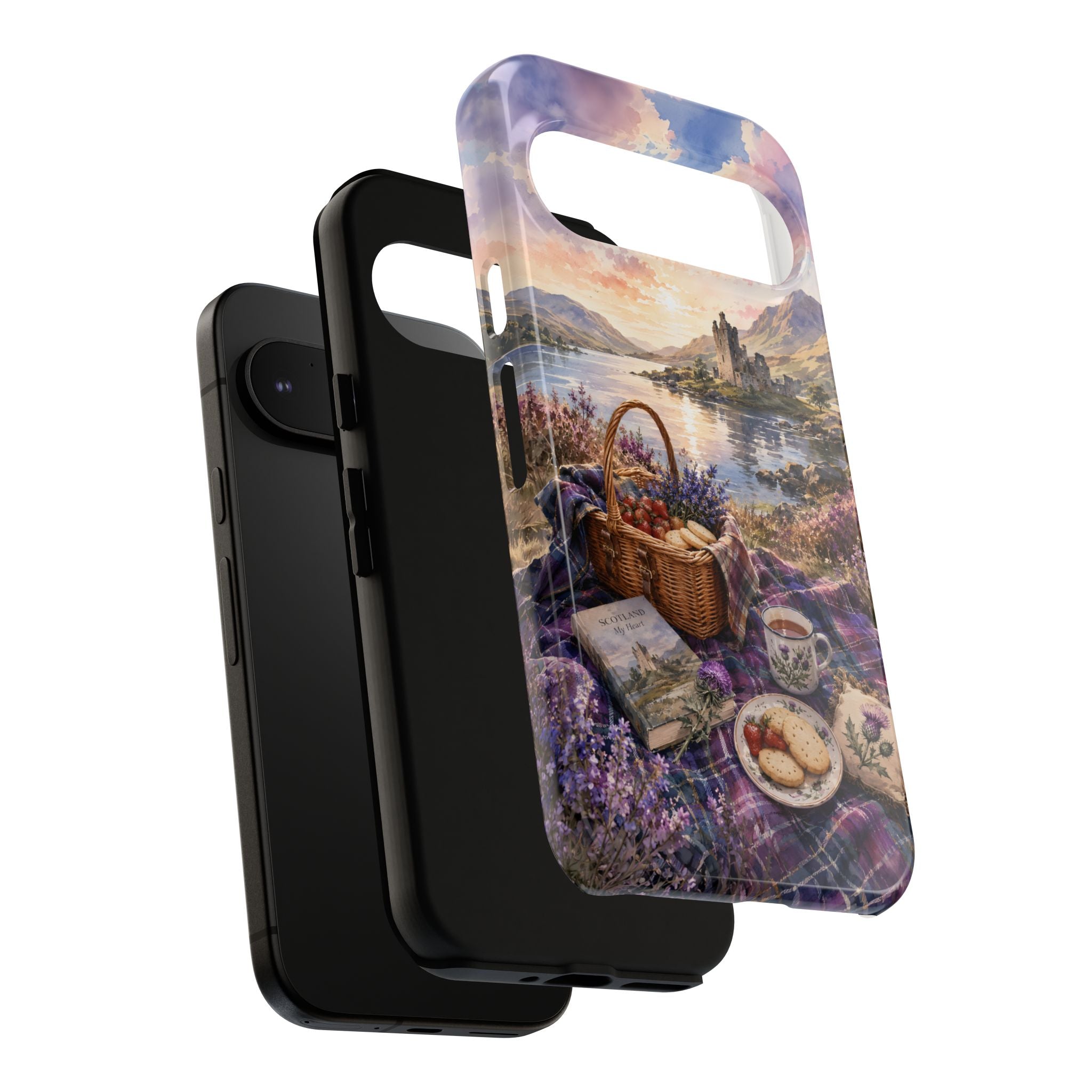Highland Summer Picnic Phone Case – Scottish Castle & Thistle Art