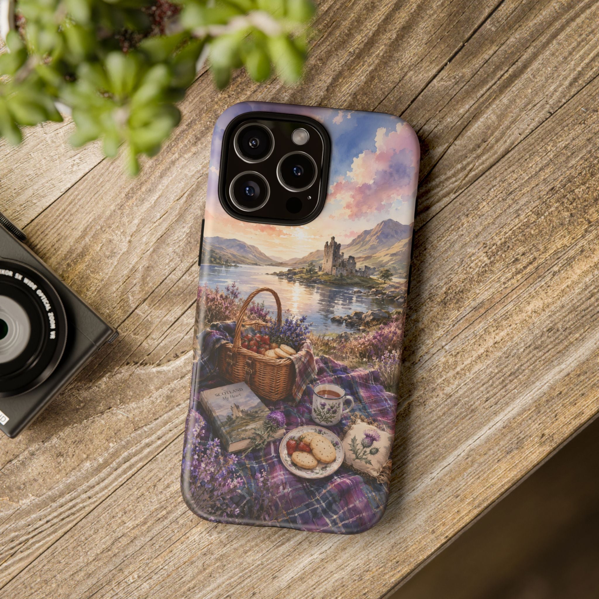 Highland Summer Picnic Phone Case – Scottish Castle & Thistle Art