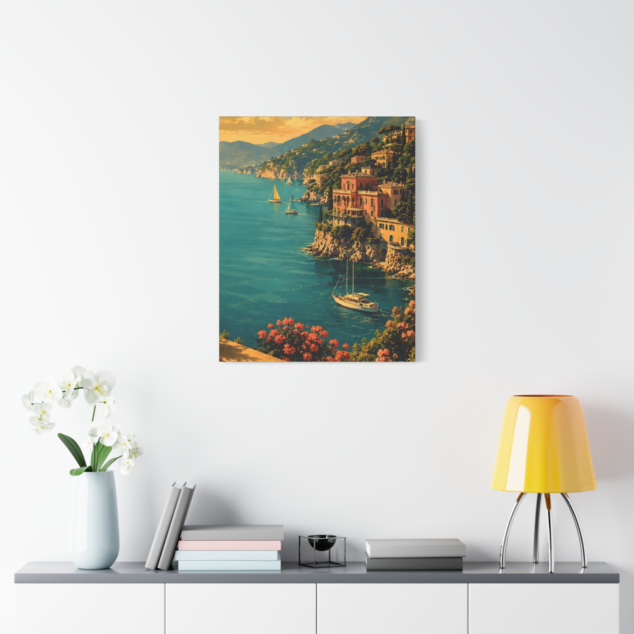 Mediterranean Coastal Canvas Print — Stretched Matte Wall Art