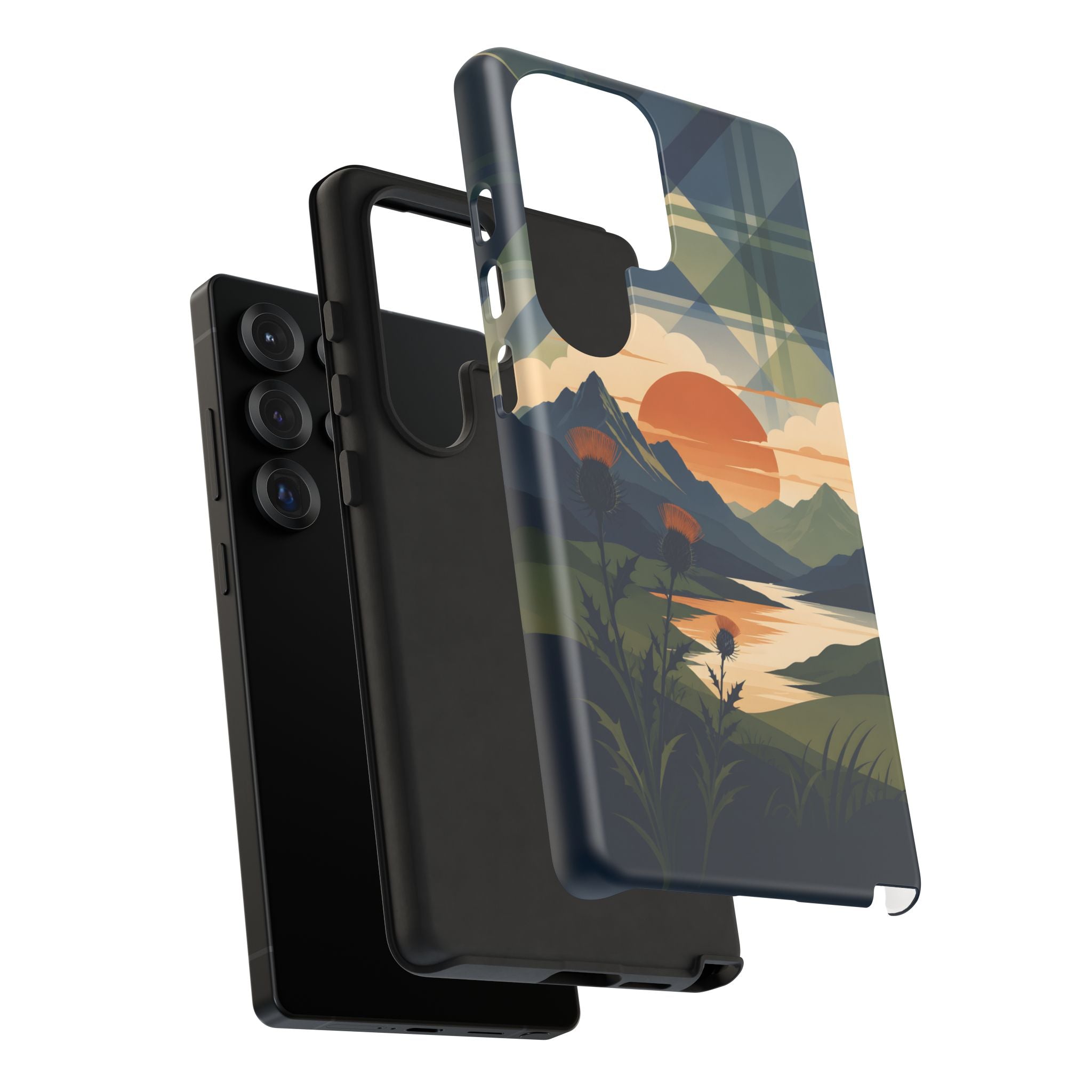 Highland Sunset Tartan Phone Case – Scottish Thistle Summer Festival Edition