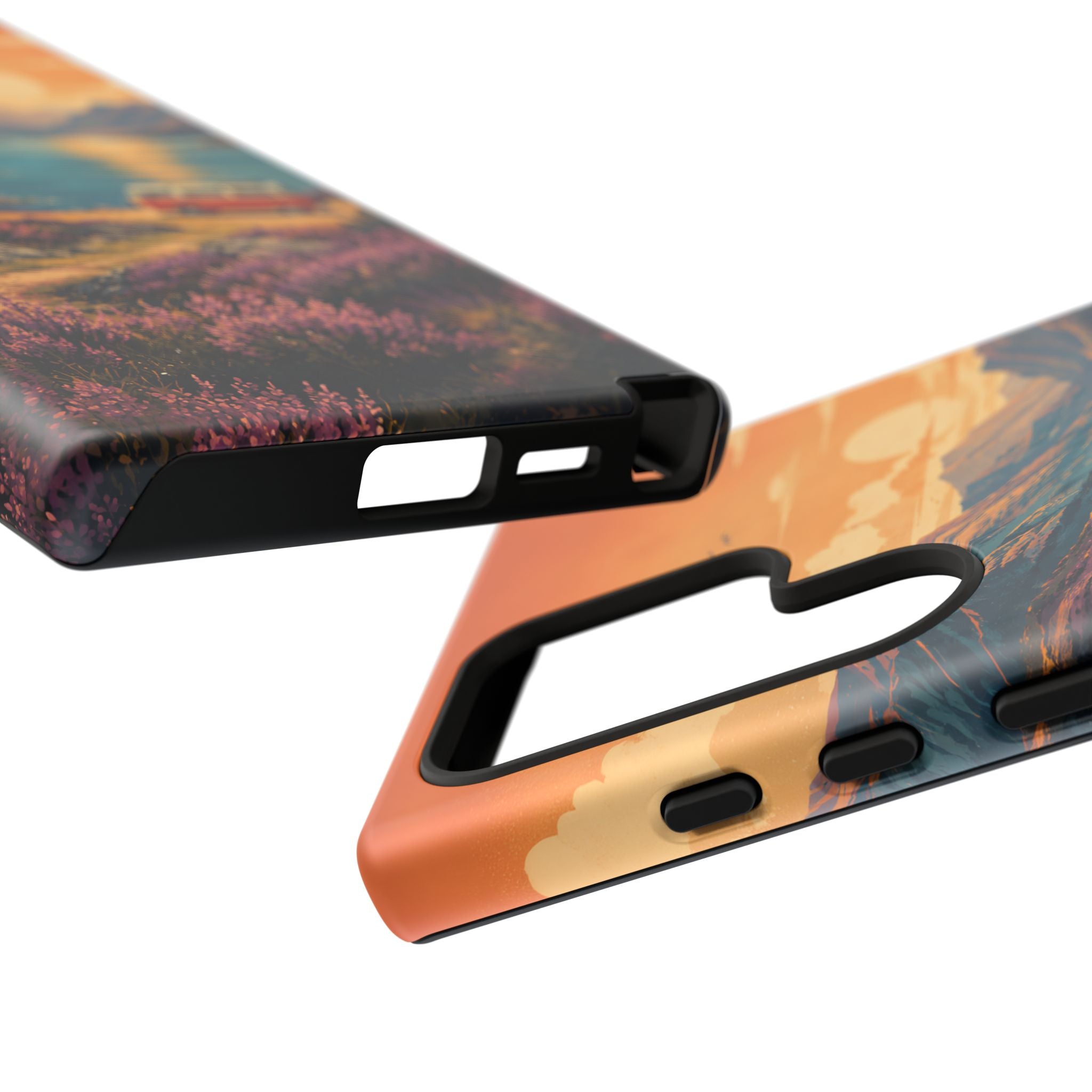 Highland Road Trip Phone Case – Scottish Loch Sunset & Heather Landscape