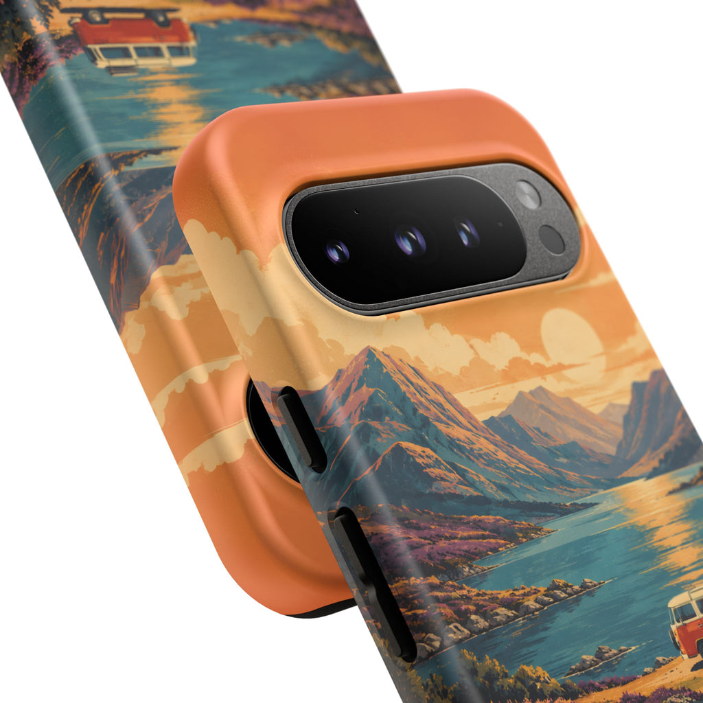 Highland Road Trip Phone Case – Scottish Loch Sunset & Heather Landscape
