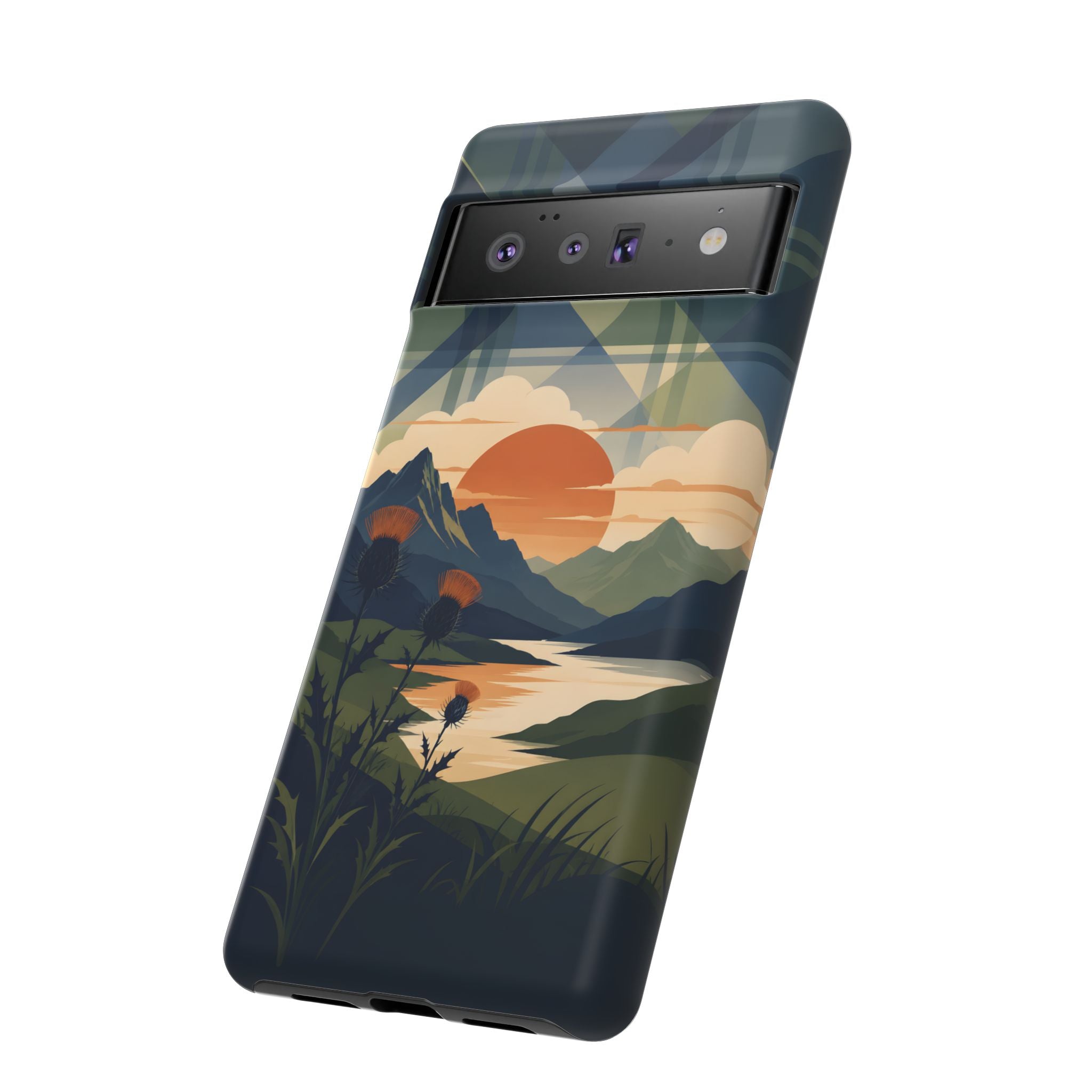 Highland Sunset Tartan Phone Case – Scottish Thistle Summer Festival Edition