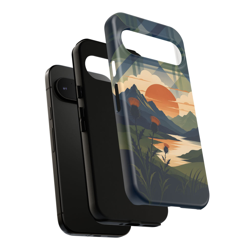Highland Sunset Tartan Phone Case – Scottish Thistle Summer Festival Edition