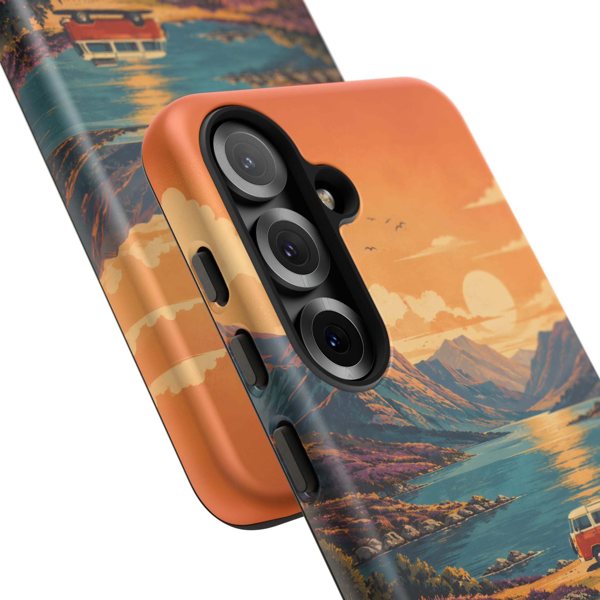 Highland Road Trip Phone Case – Scottish Loch Sunset & Heather Landscape