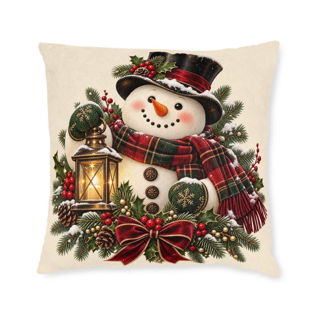 Festive Snowman Christmas Square Pillow