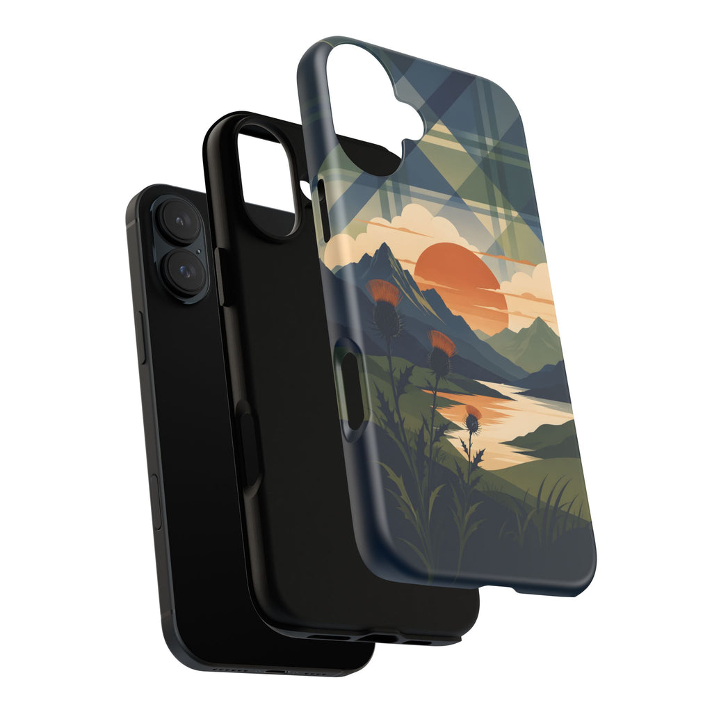 Highland Sunset Tartan Phone Case – Scottish Thistle Summer Festival Edition