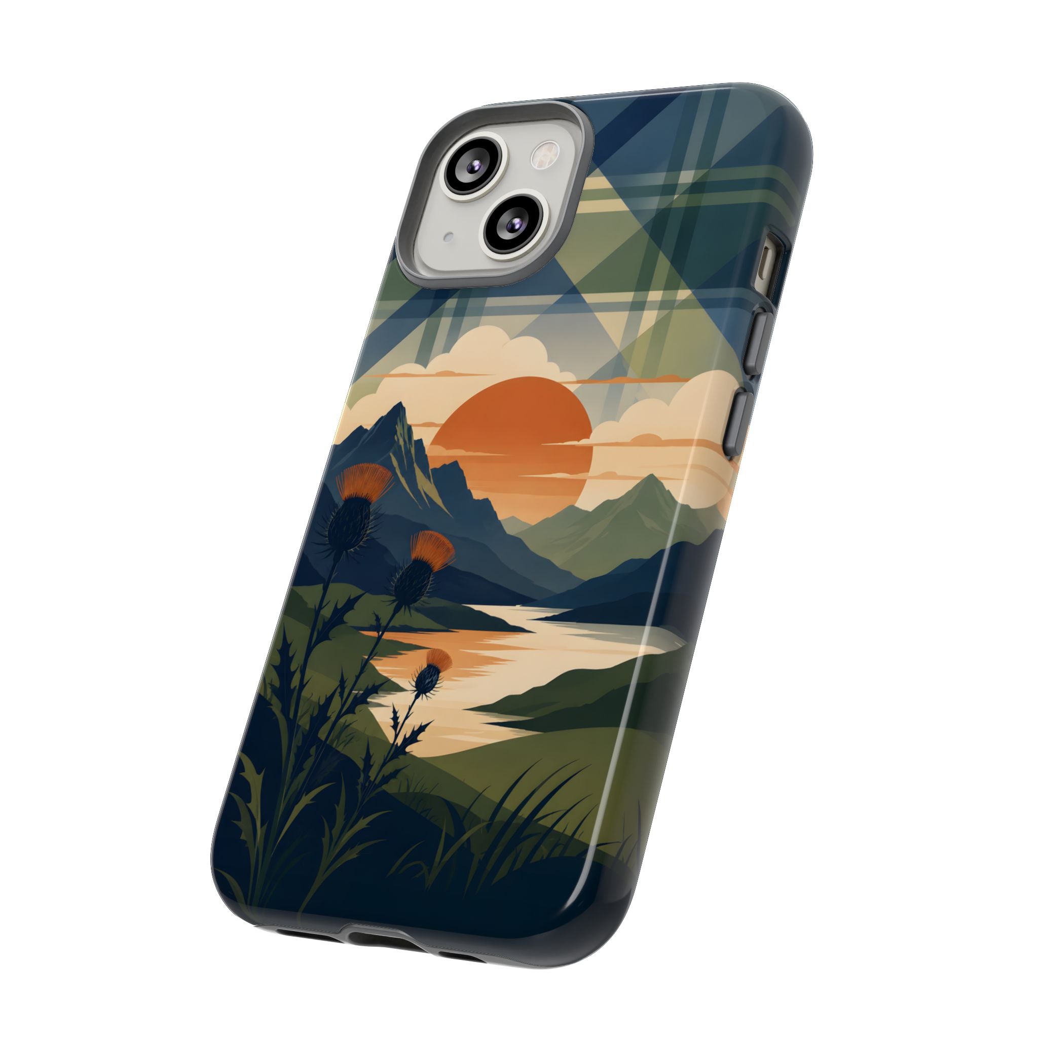 Highland Sunset Tartan Phone Case – Scottish Thistle Summer Festival Edition