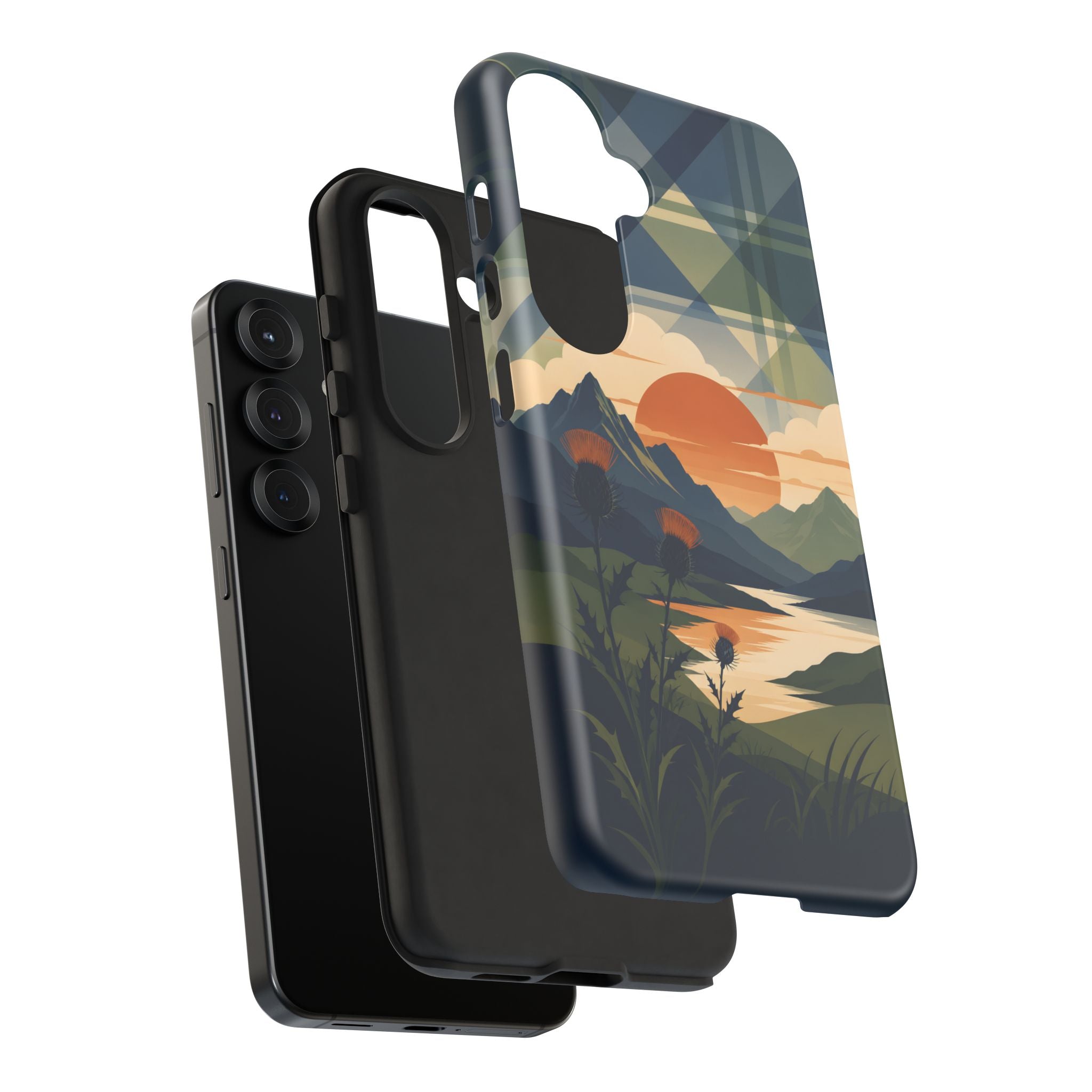 Highland Sunset Tartan Phone Case – Scottish Thistle Summer Festival Edition