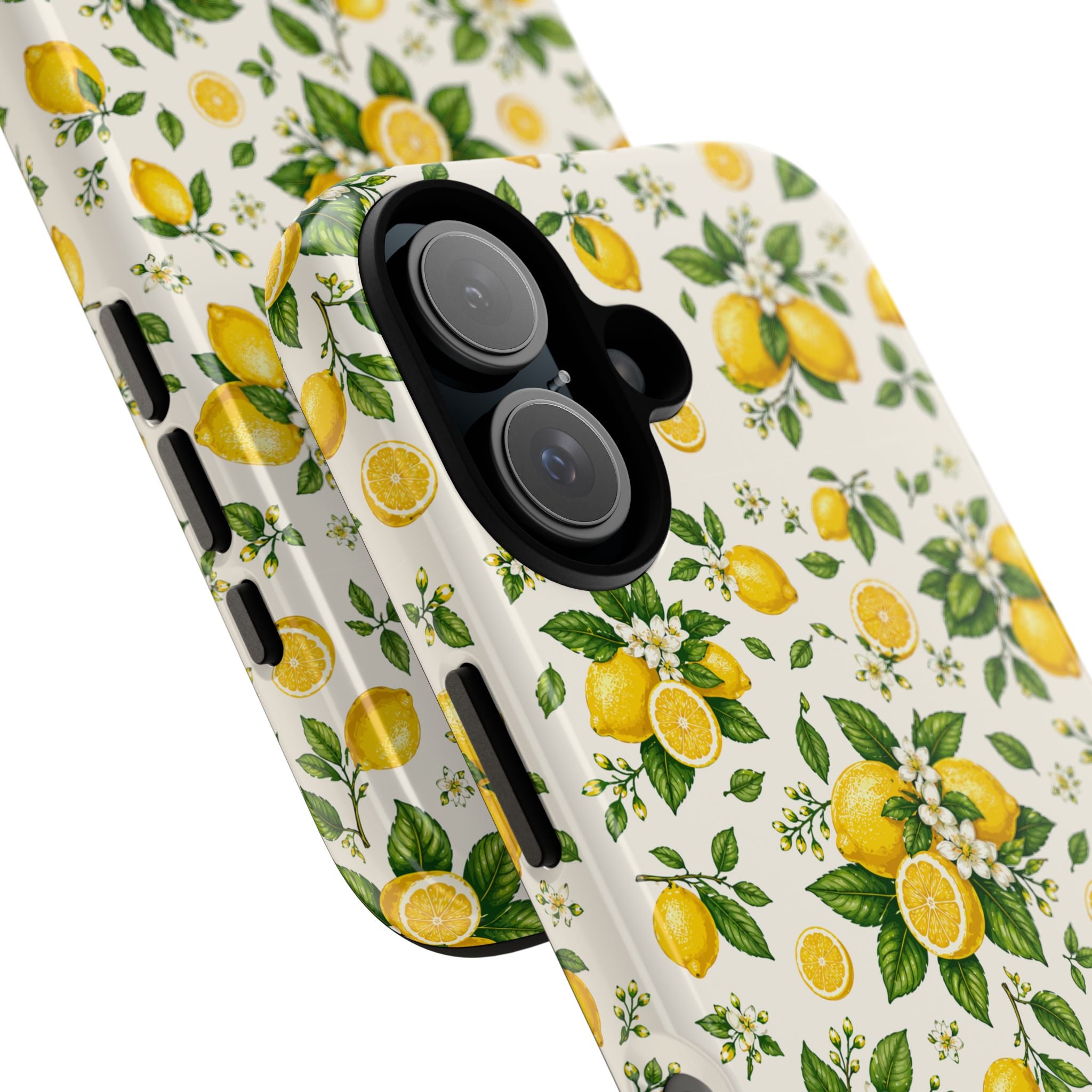 Lemon Pattern Tough Phone Case — Citrus Floral Protective iPhone Cover