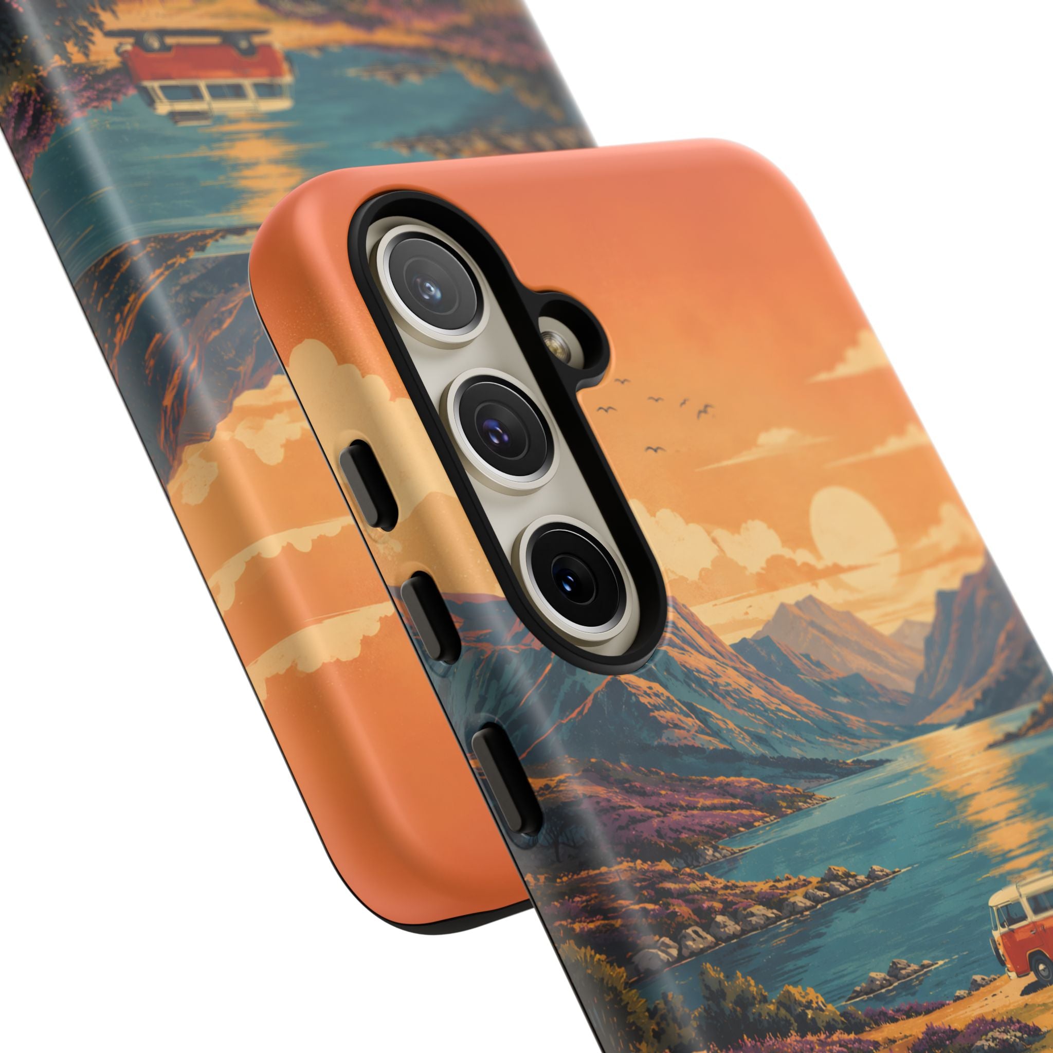 Highland Road Trip Phone Case – Scottish Loch Sunset & Heather Landscape