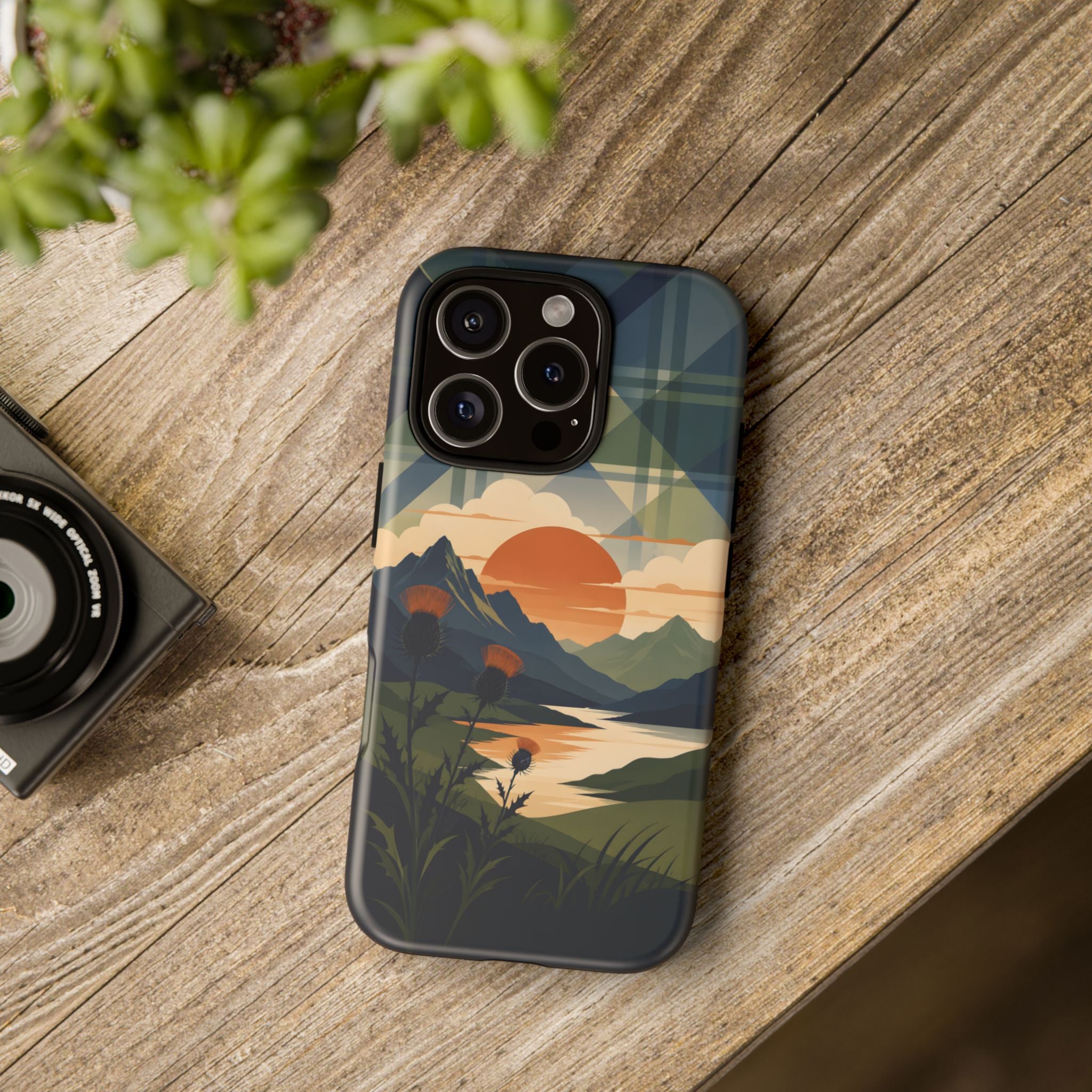 Highland Sunset Tartan Phone Case – Scottish Thistle Summer Festival Edition
