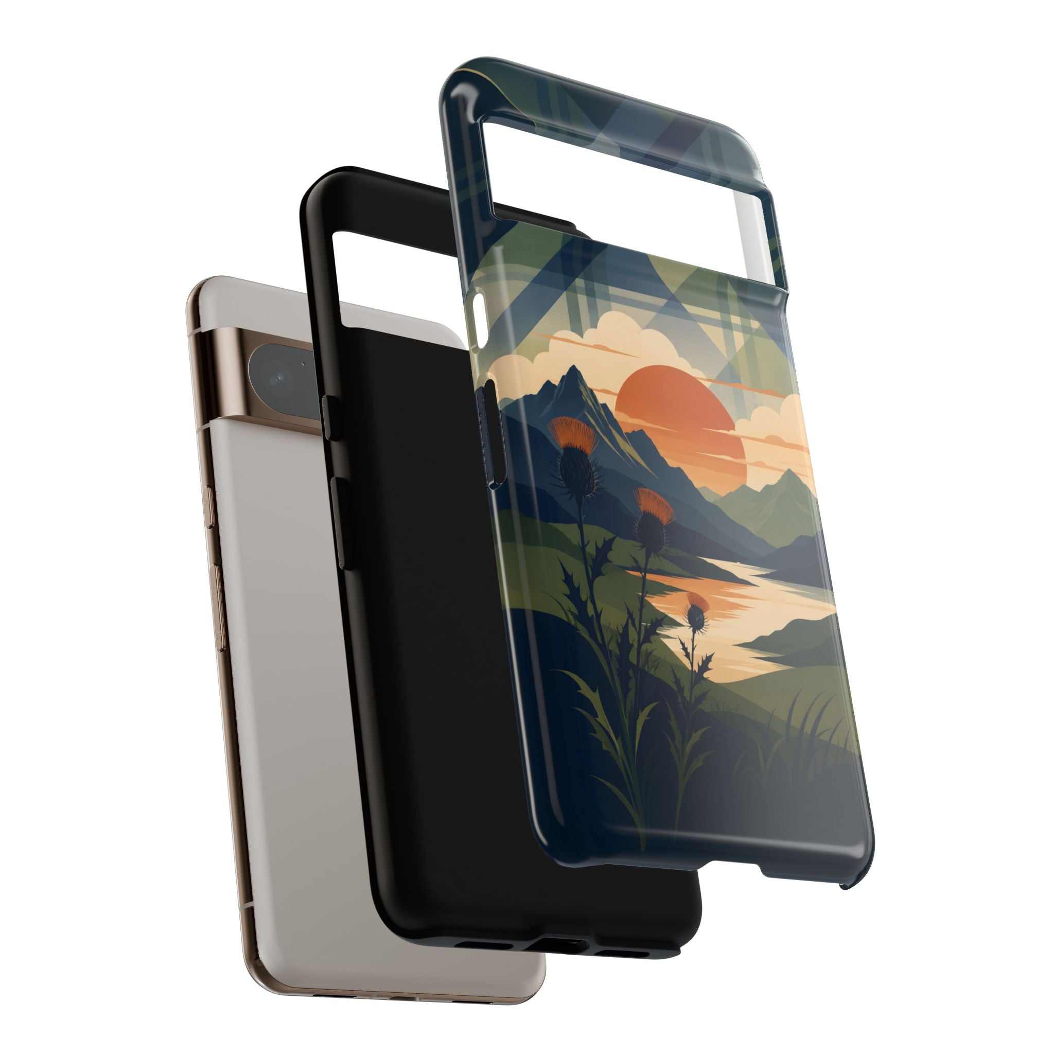 Highland Sunset Tartan Phone Case – Scottish Thistle Summer Festival Edition