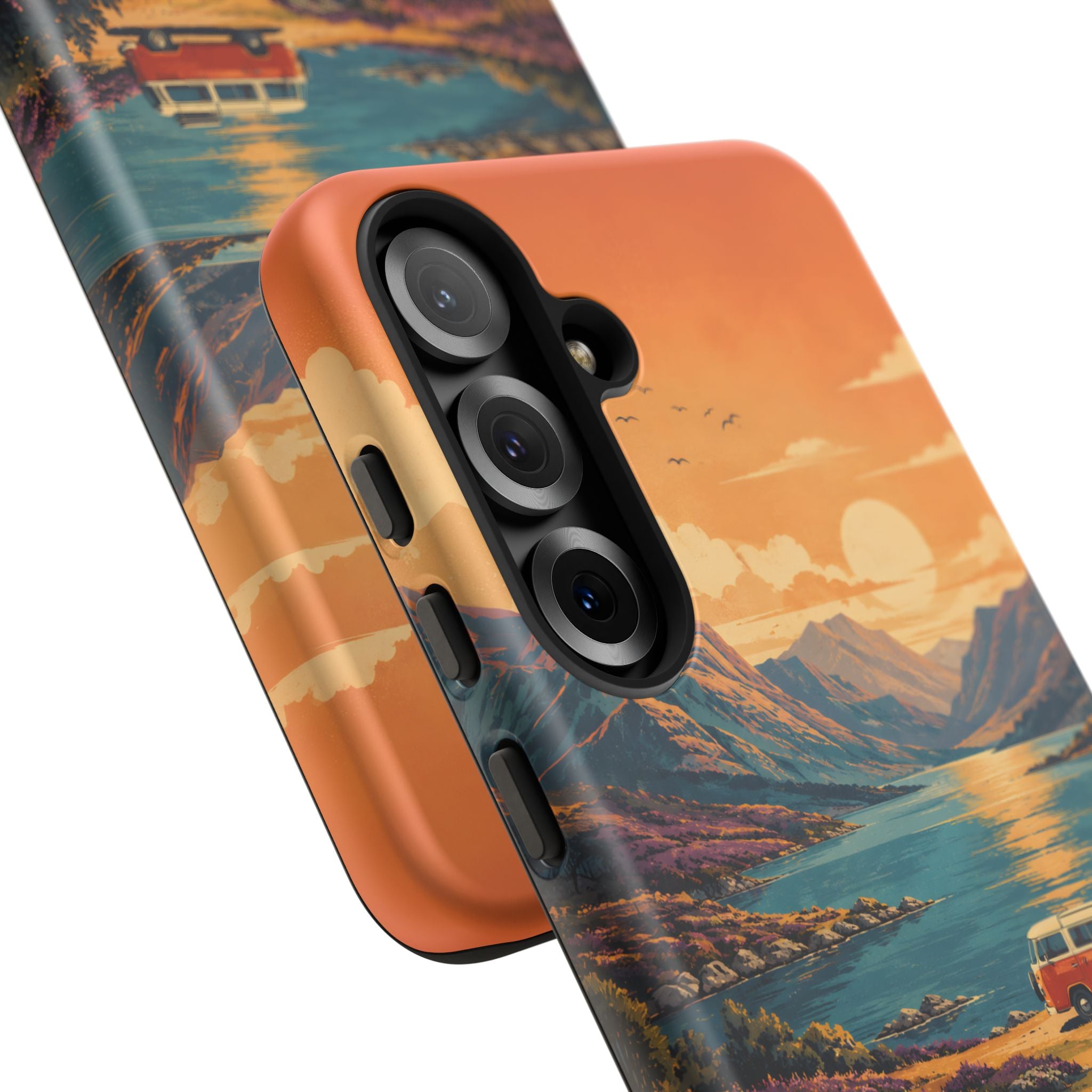 Highland Road Trip Phone Case – Scottish Loch Sunset & Heather Landscape