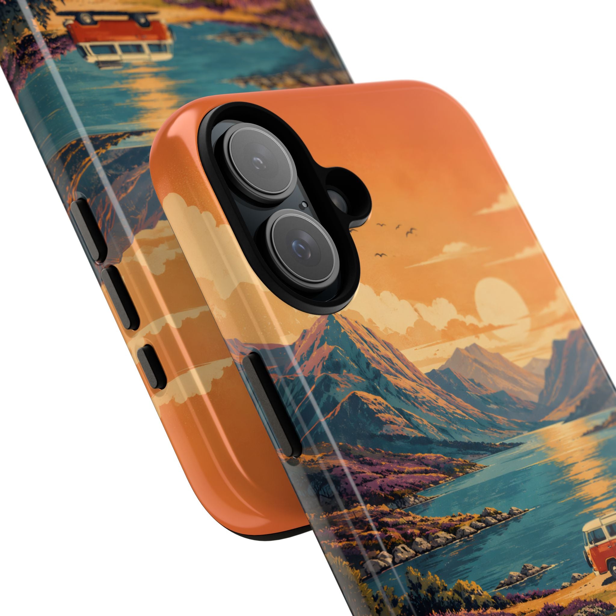 Highland Road Trip Phone Case – Scottish Loch Sunset & Heather Landscape