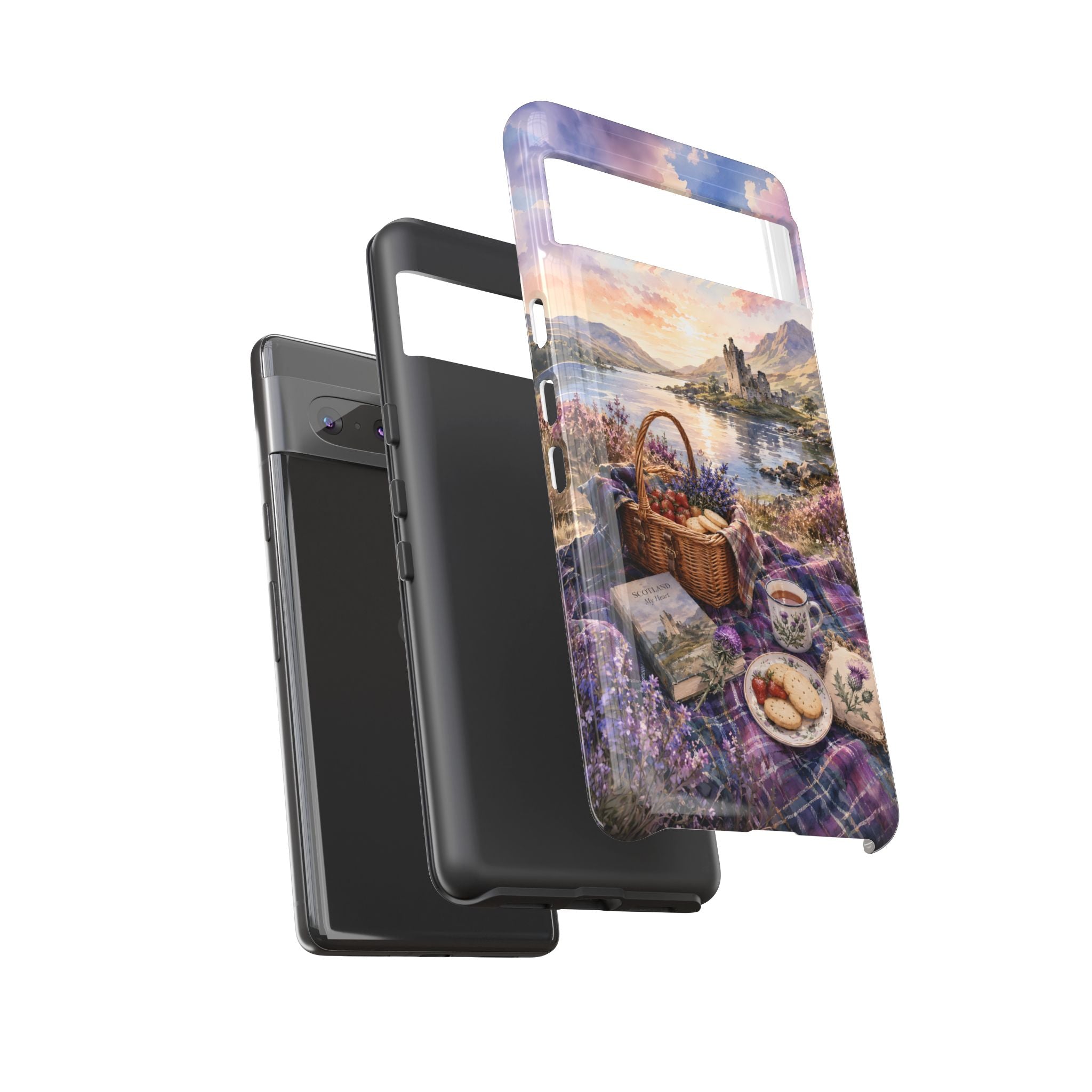 Highland Summer Picnic Phone Case – Scottish Castle & Thistle Art