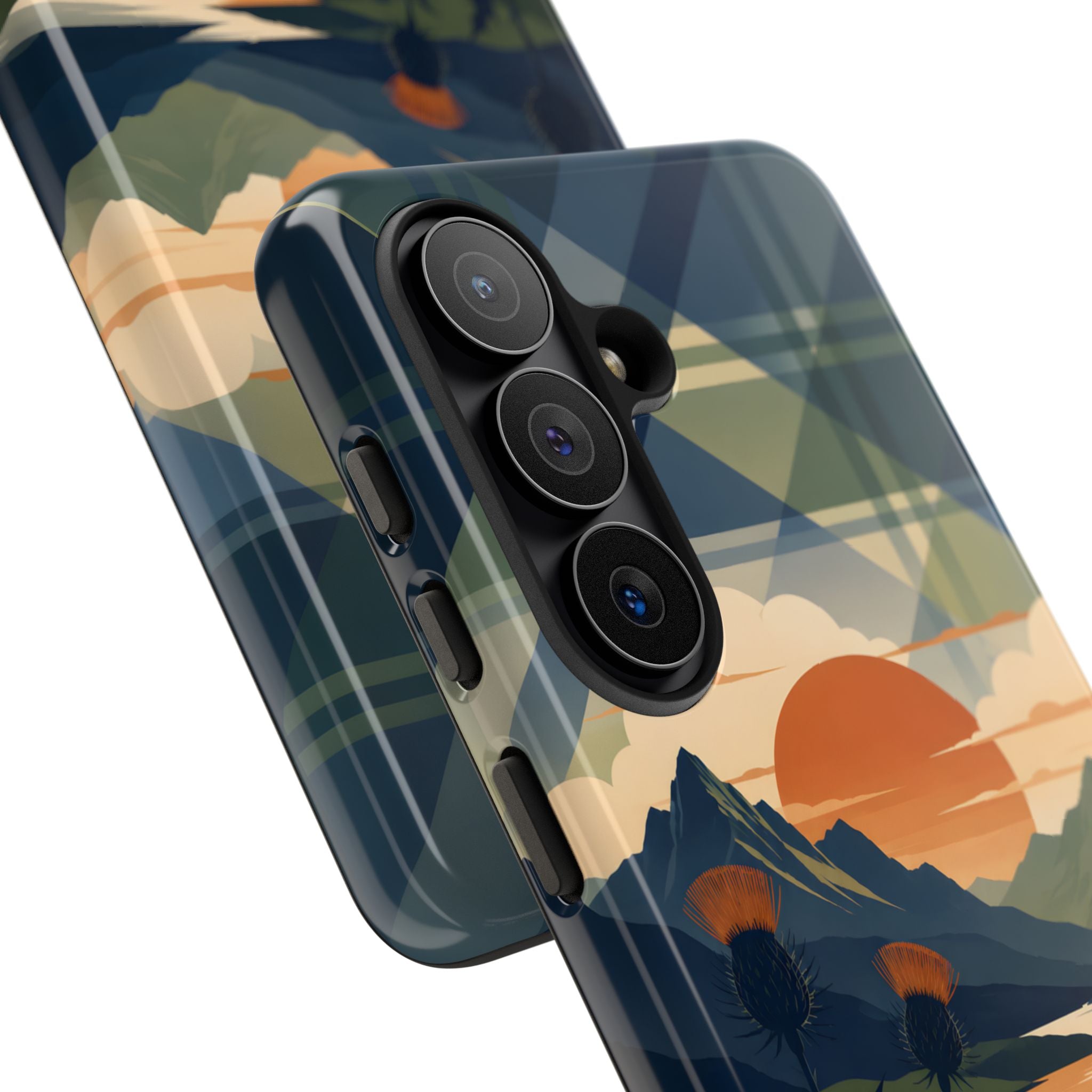 Highland Sunset Tartan Phone Case – Scottish Thistle Summer Festival Edition