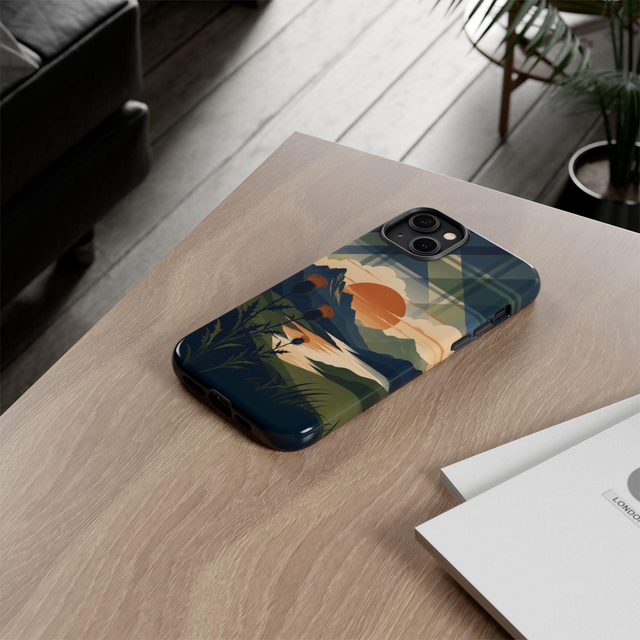 Highland Sunset Tartan Phone Case – Scottish Thistle Summer Festival Edition