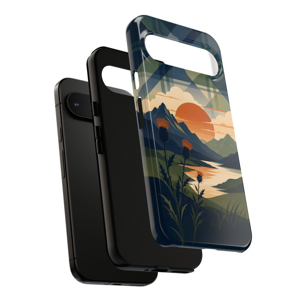 Highland Sunset Tartan Phone Case – Scottish Thistle Summer Festival Edition