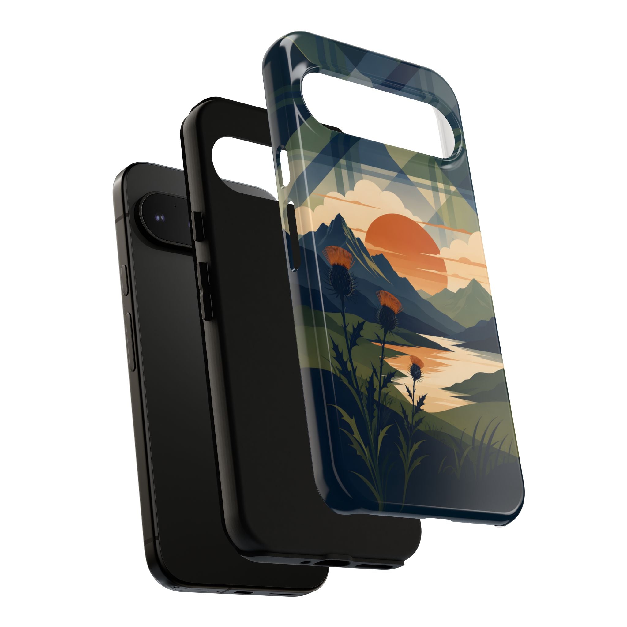 Highland Sunset Tartan Phone Case – Scottish Thistle Summer Festival Edition