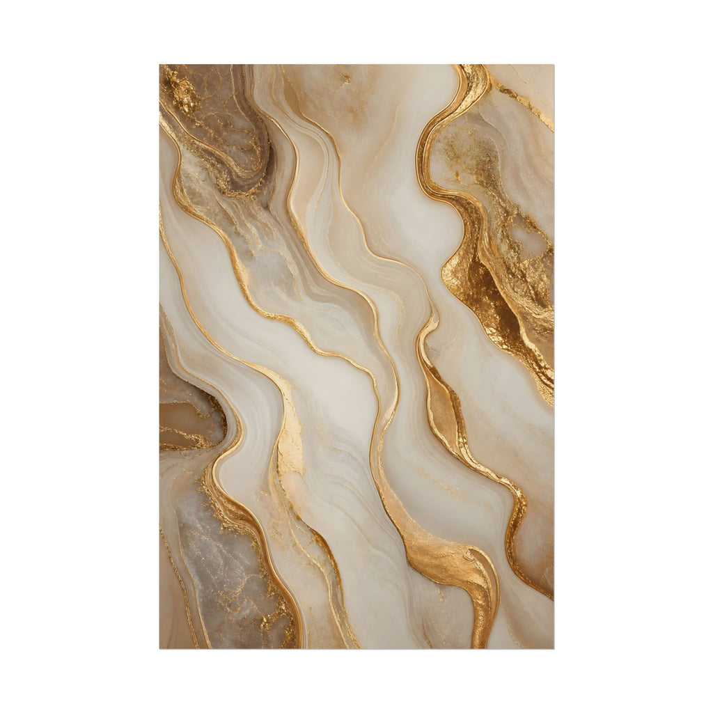 Rolled Poster – Gold Marble Abstract Wall Art, Luxe Swirl Print for Living Room & Office