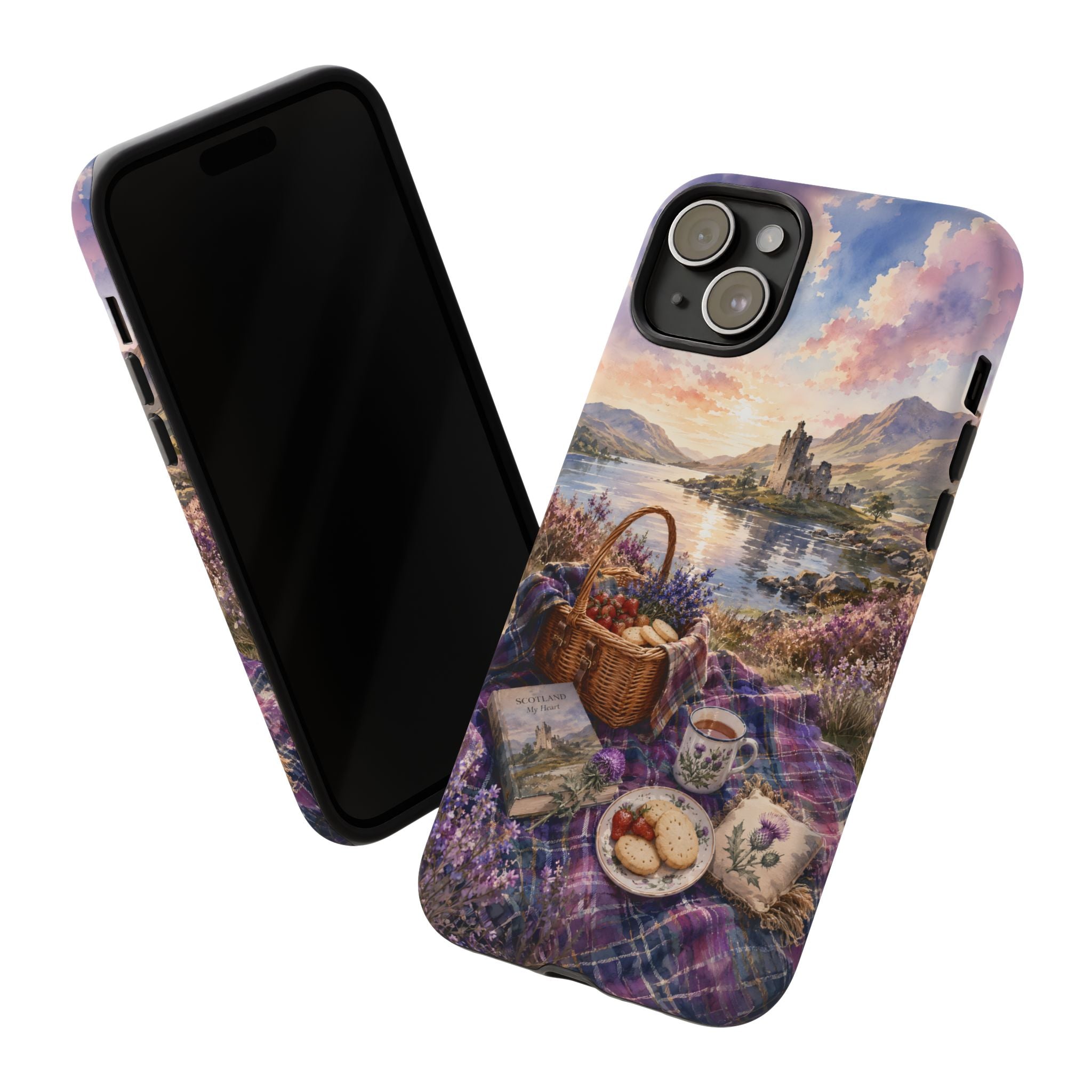 Highland Summer Picnic Phone Case – Scottish Castle & Thistle Art