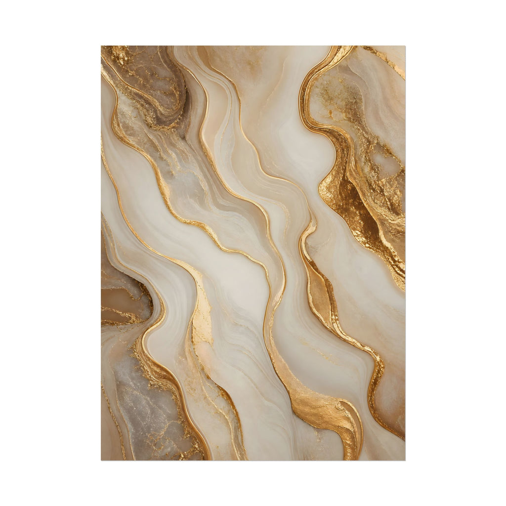 Rolled Poster – Gold Marble Abstract Wall Art, Luxe Swirl Print for Living Room & Office