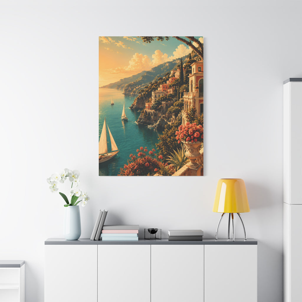 Mediterranean Coastal Sunset Matte Canvas