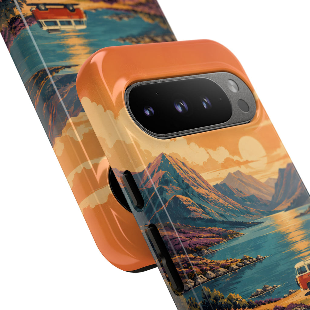 Highland Road Trip Phone Case – Scottish Loch Sunset & Heather Landscape