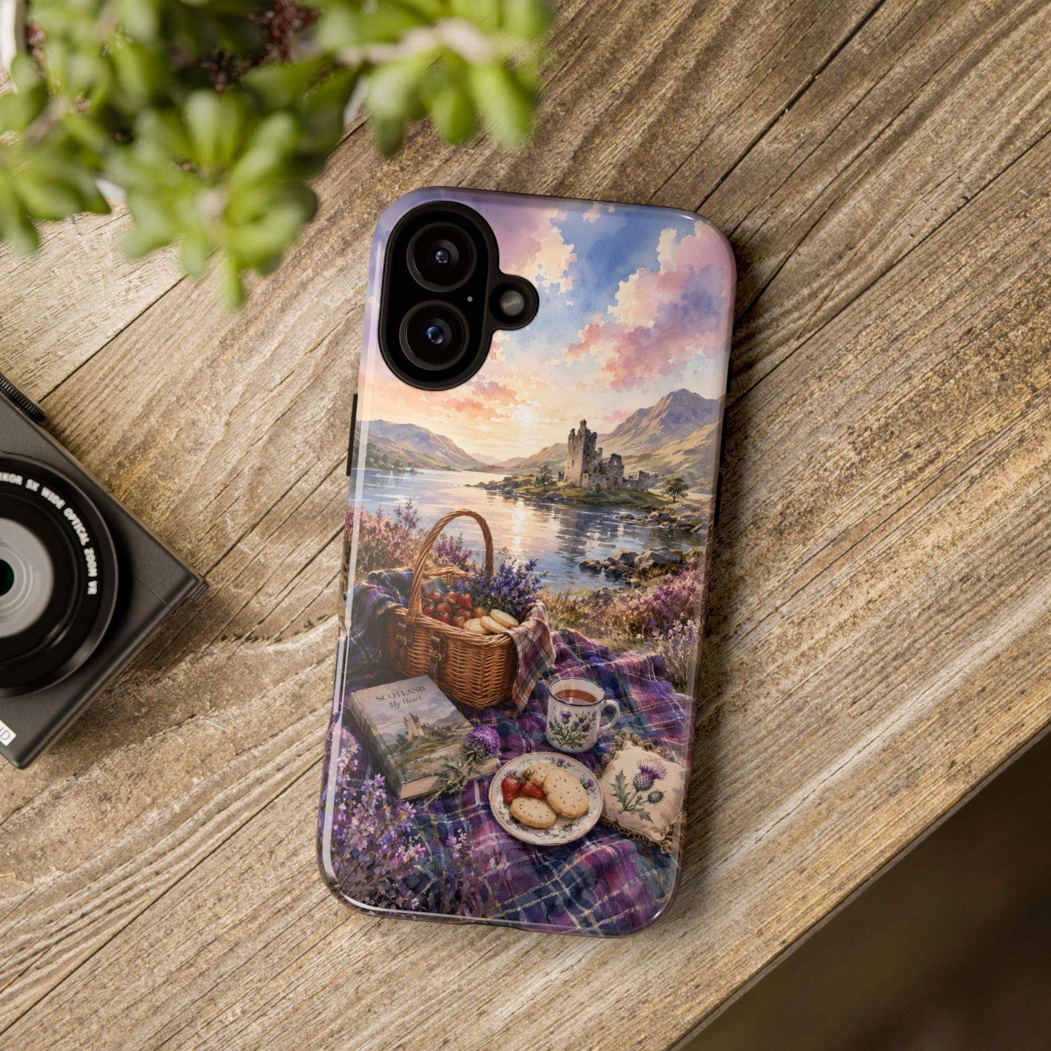 Highland Summer Picnic Phone Case – Scottish Castle & Thistle Art