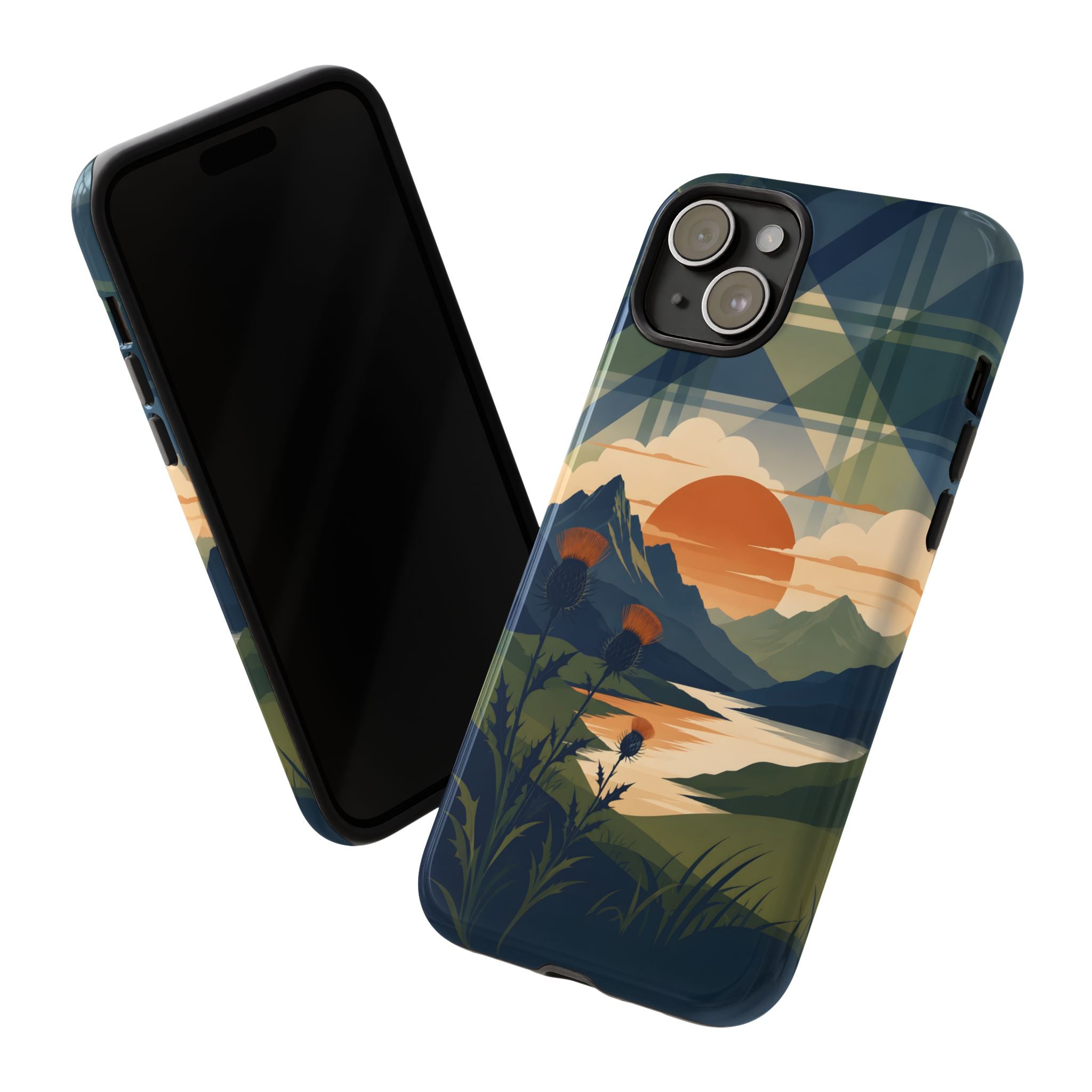 Highland Sunset Tartan Phone Case – Scottish Thistle Summer Festival Edition