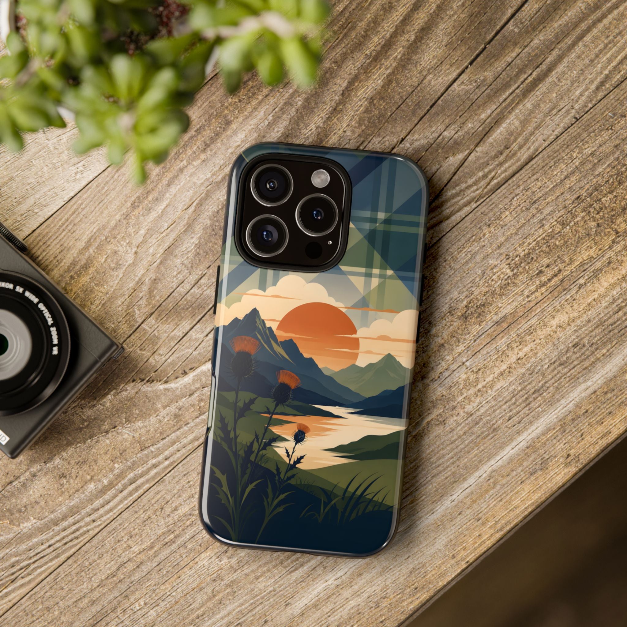 Highland Sunset Tartan Phone Case – Scottish Thistle Summer Festival Edition