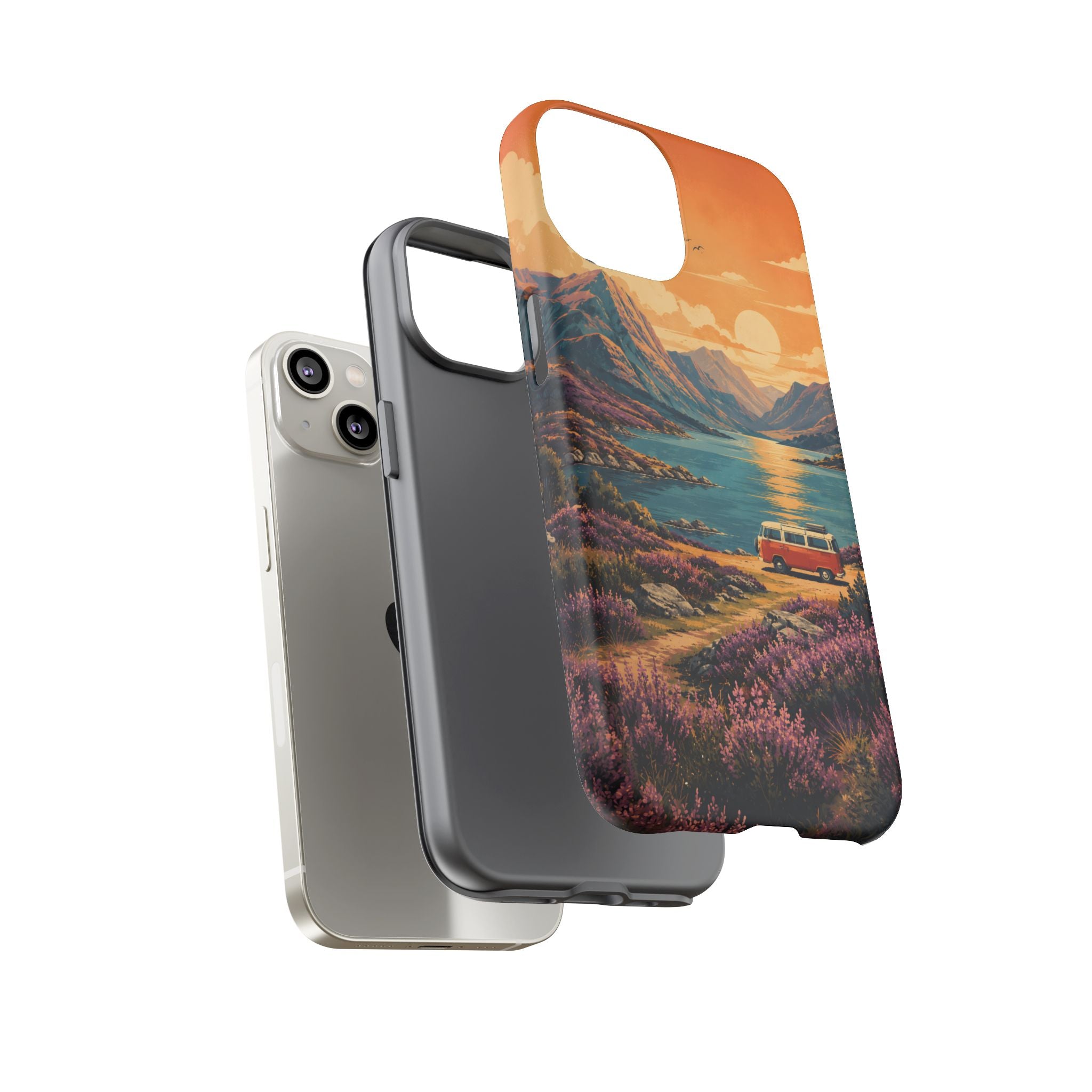 Highland Road Trip Phone Case – Scottish Loch Sunset & Heather Landscape